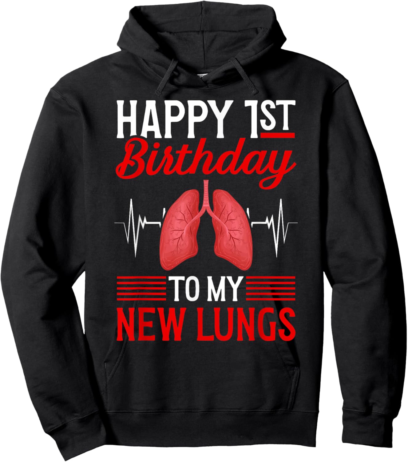 Happy 1 Year Lung Transplant Anniversary Lung Recipient Hoodie - Hoodie | Black