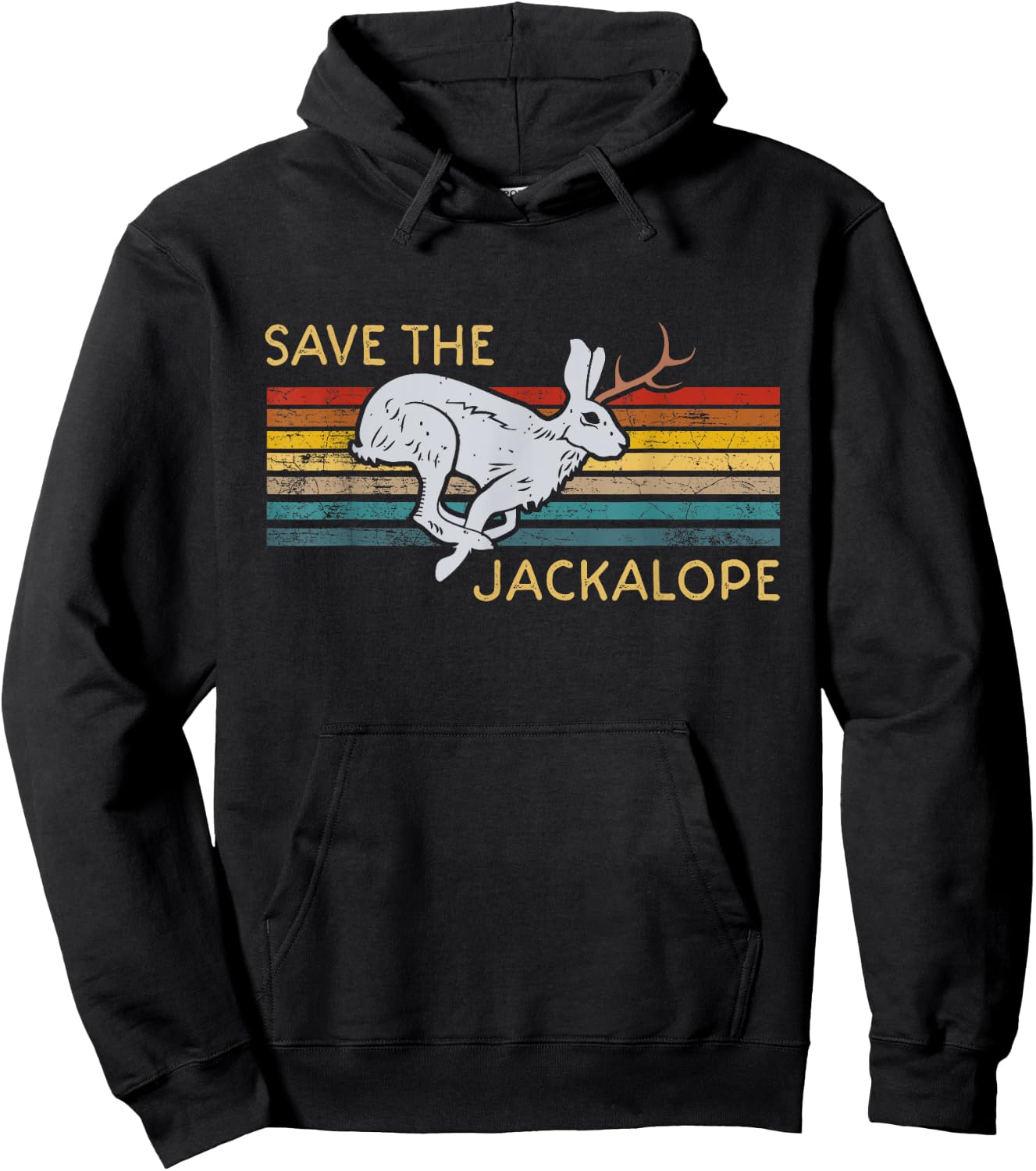 Save The Jackalope Vintage Rabbit Camping Cryptozoology Hoodie - Hoodie | Black
