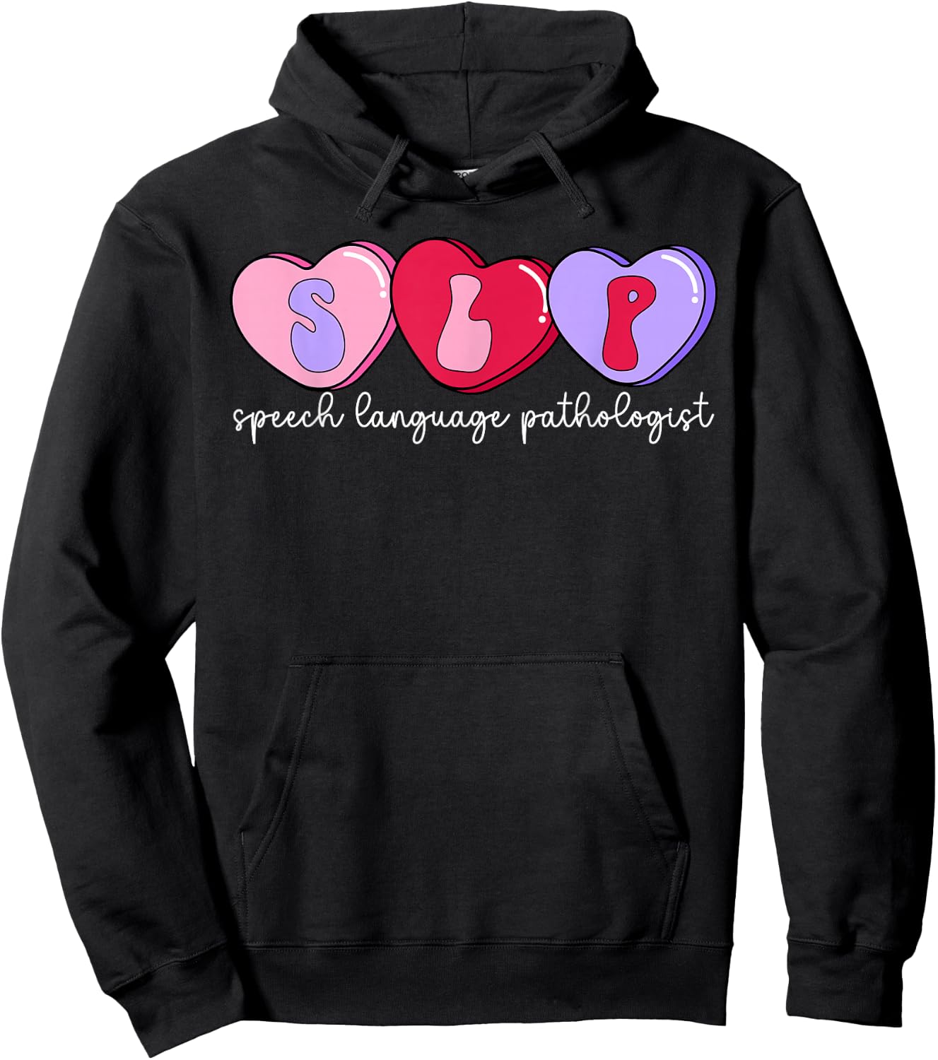 Speech Language Pathologist Valentine SLP Valentines Day Hoodie - Hoodie | Black