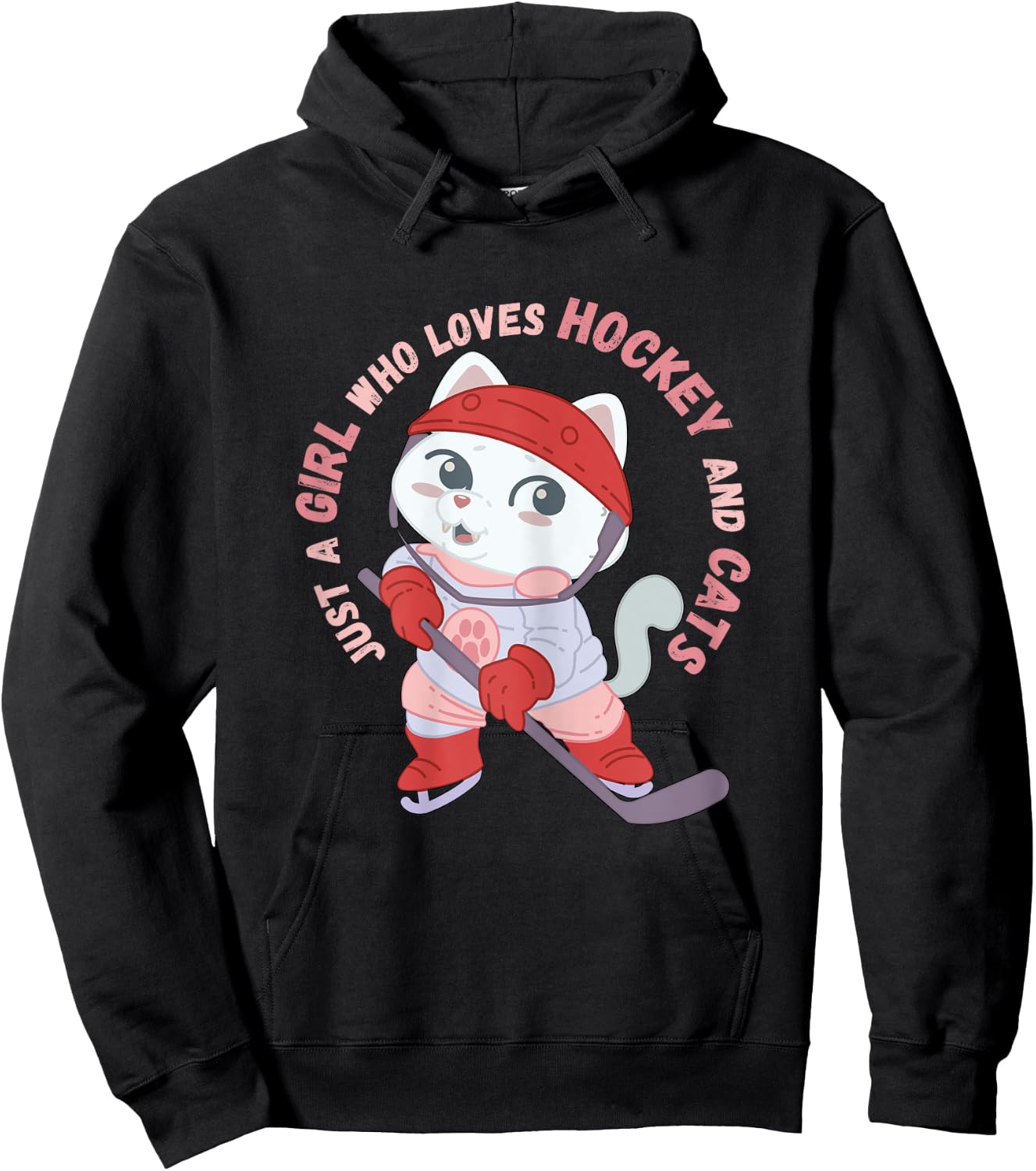 Just A Girl Who Loves Hockey and Cats Gift Hoodie - Hoodie | Black