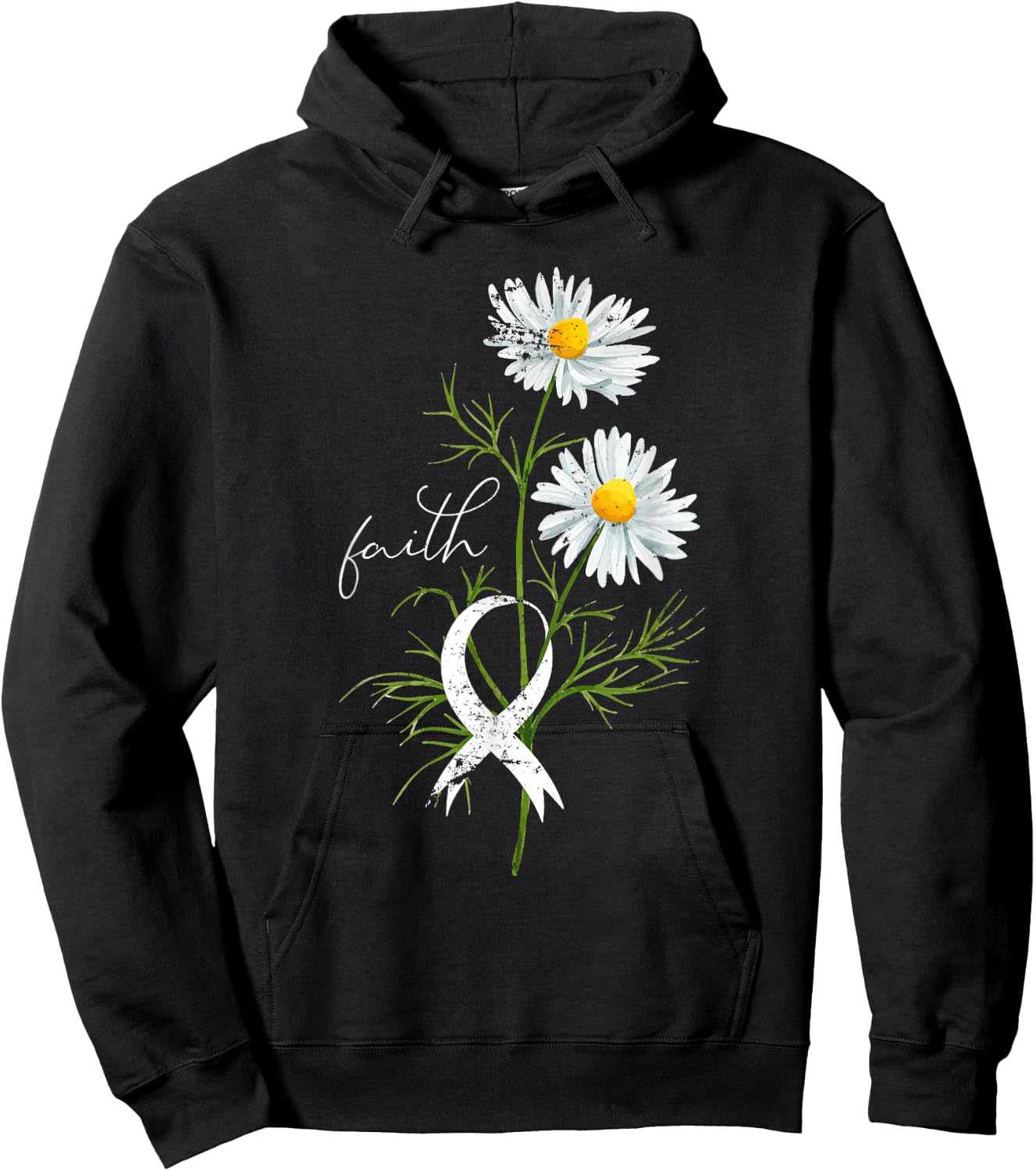 Lung Cancer Fight Support White Ribbon Gift Lung Cancer Hoodie - Hoodie | Black