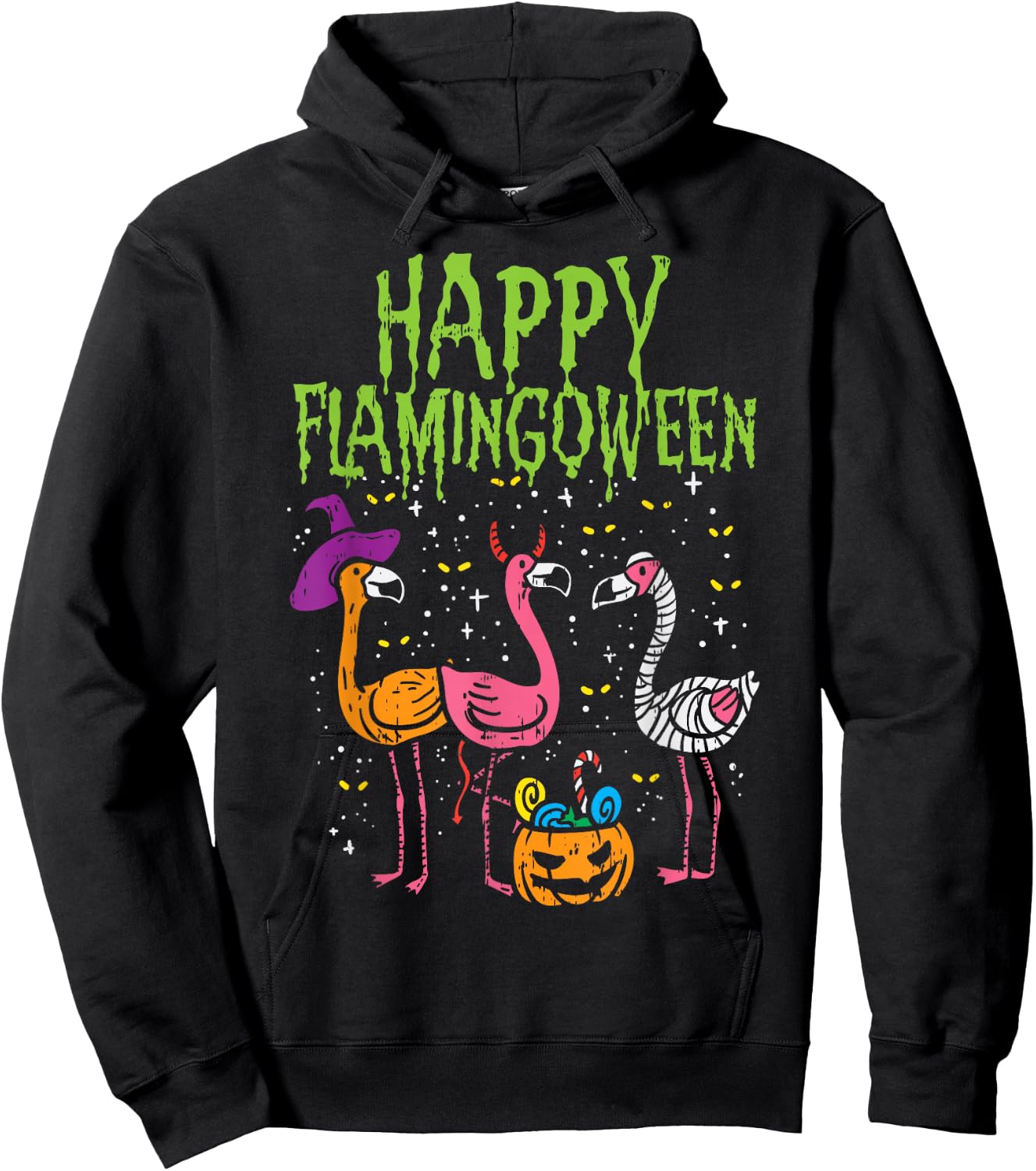 Happy Flamingoween Scary Flamingos Funny Halloween Costume Hoodie - Hoodie | Black