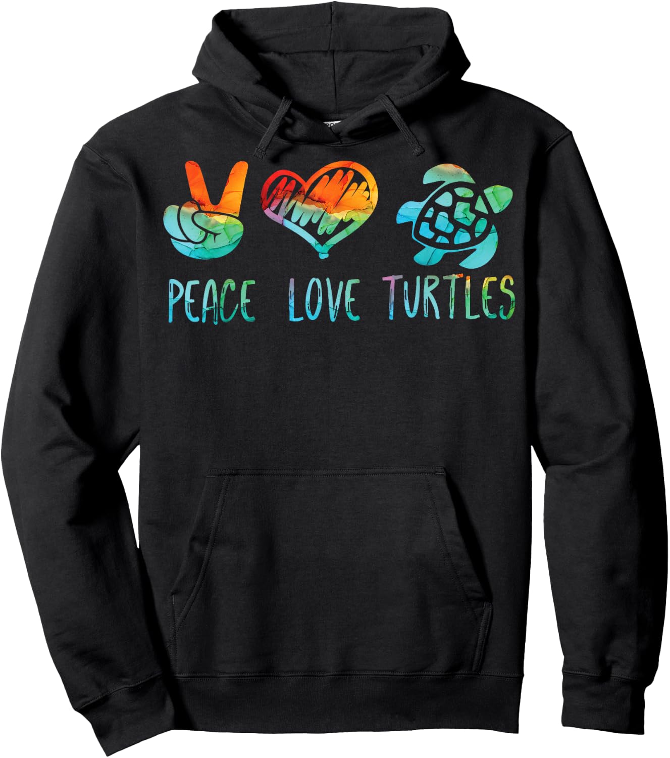 Peace Love and Turtles Hoodie - Hoodie | Black