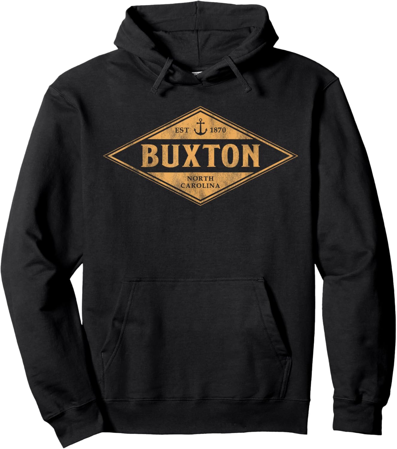 Buxton North Carolina Souvenir Vacation Vintage Badge Hoodie - Hoodie | Black