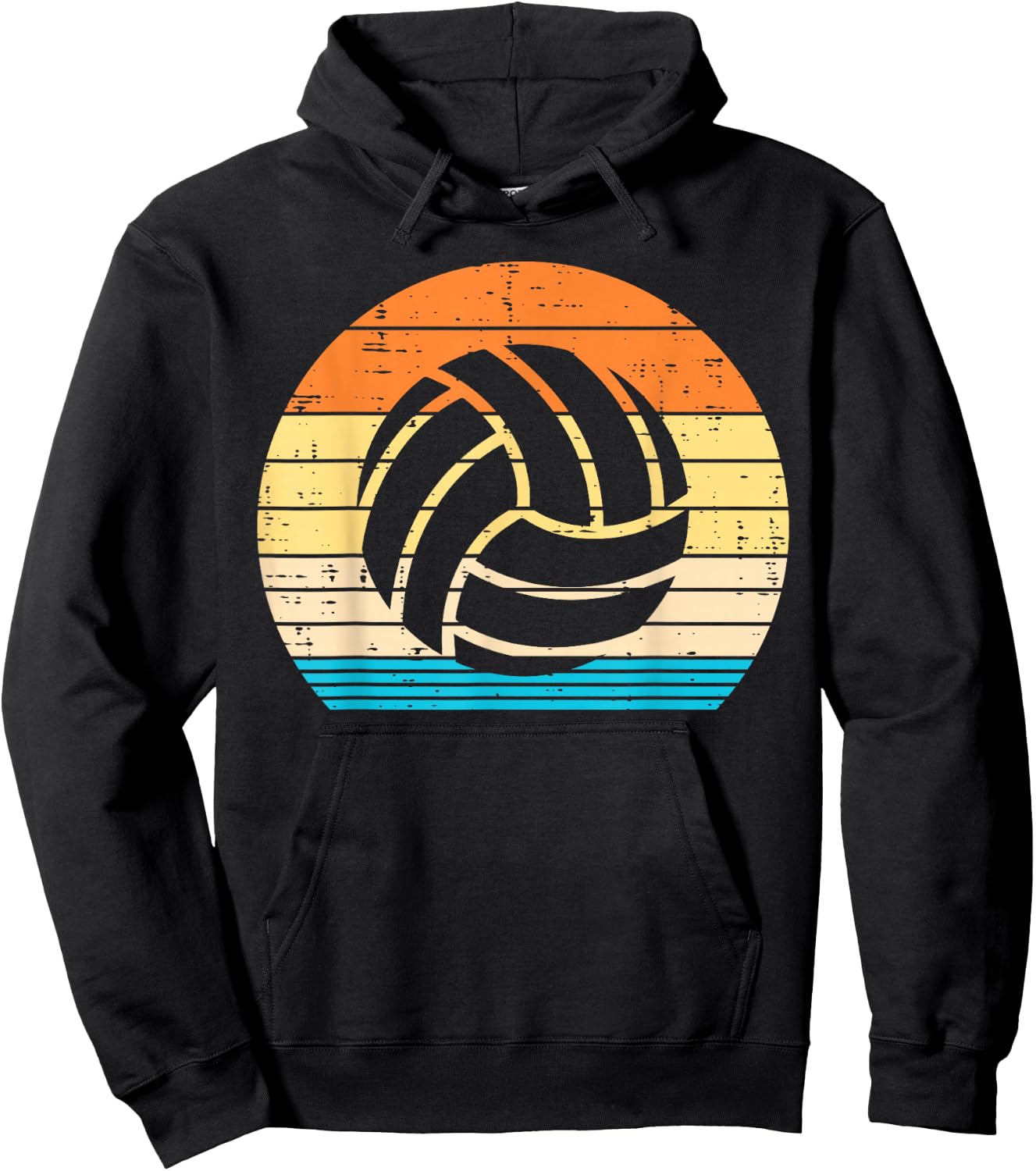 Volleyball Silhouette Retro Coach Player Men Women Kids Hoodie - Hoodie | Black