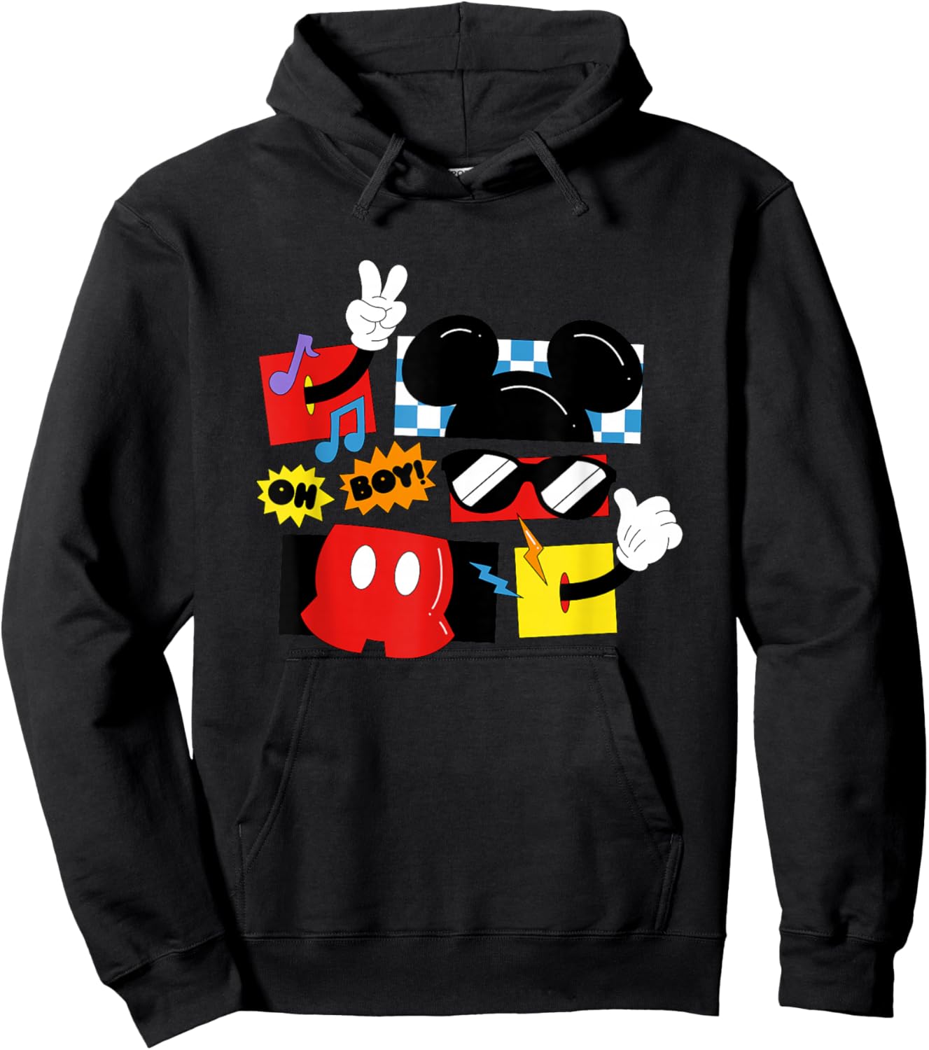 Disney Mickey And Friends Oh Boy Retro Mickey Shapes Hoodie - Hoodie | Black