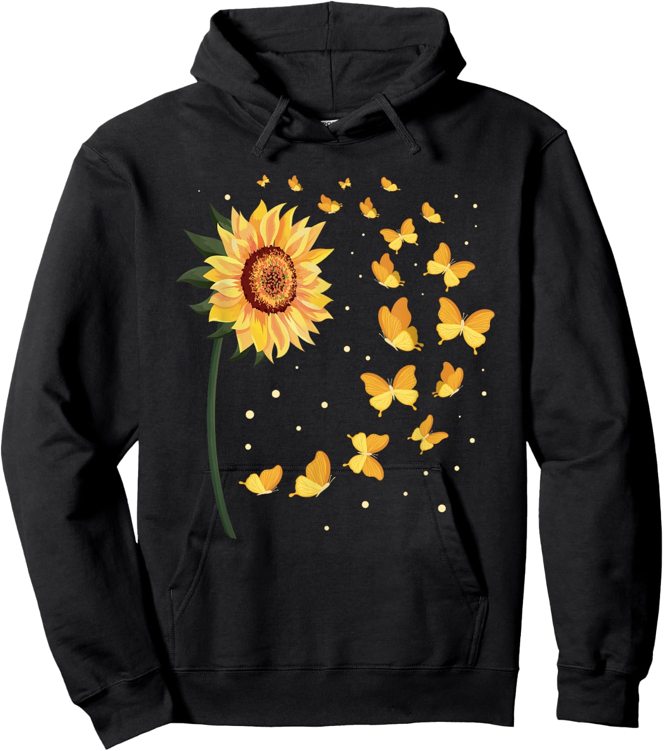 Flower Butterflies Nature Butterfly Sunflower Hoodie - Hoodie | Black
