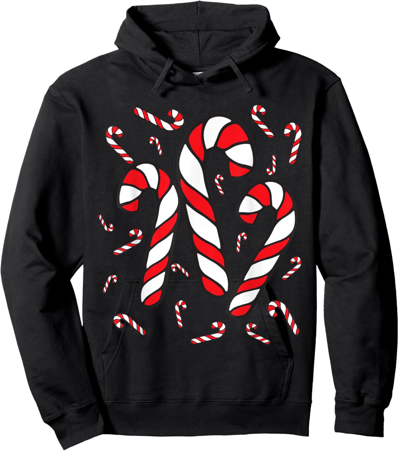 Candy Cane Crew Merry and Bright Red and White Candy Costume Hoodie - Hoodie | Black