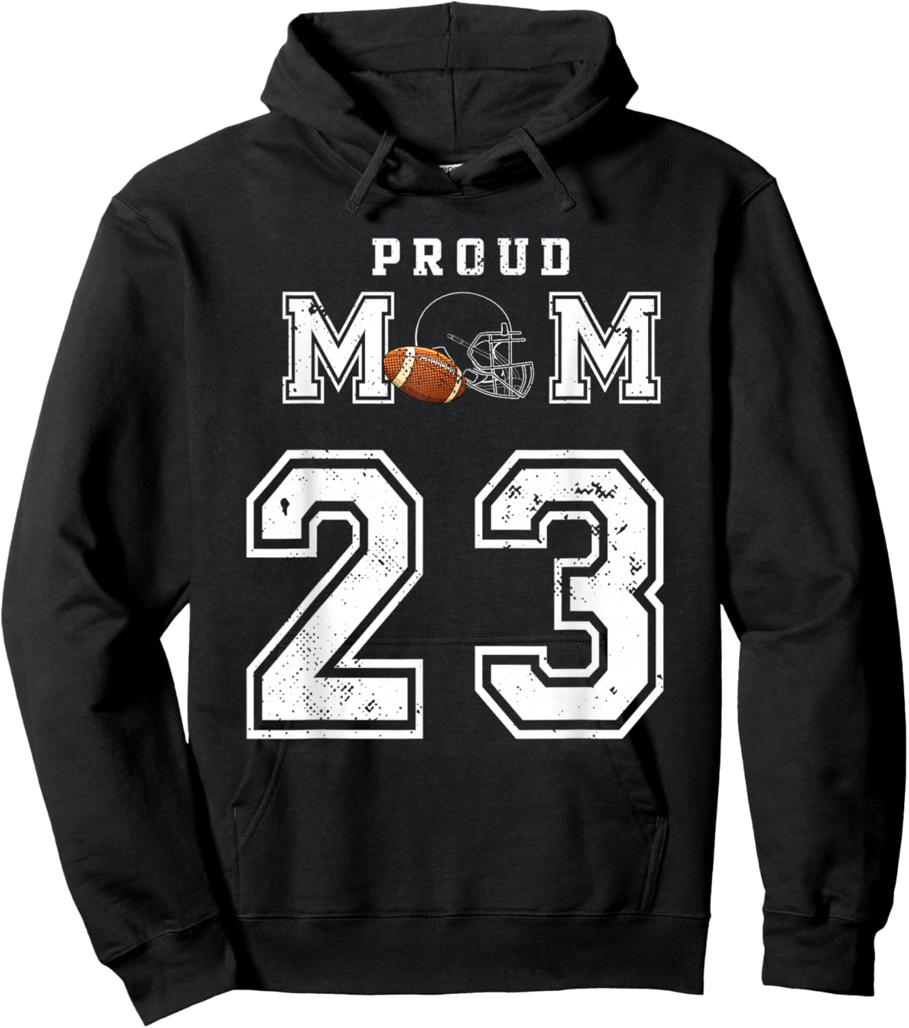 Custom Proud Football Mom Number 23 Personalized Hoodie - Hoodie | Black
