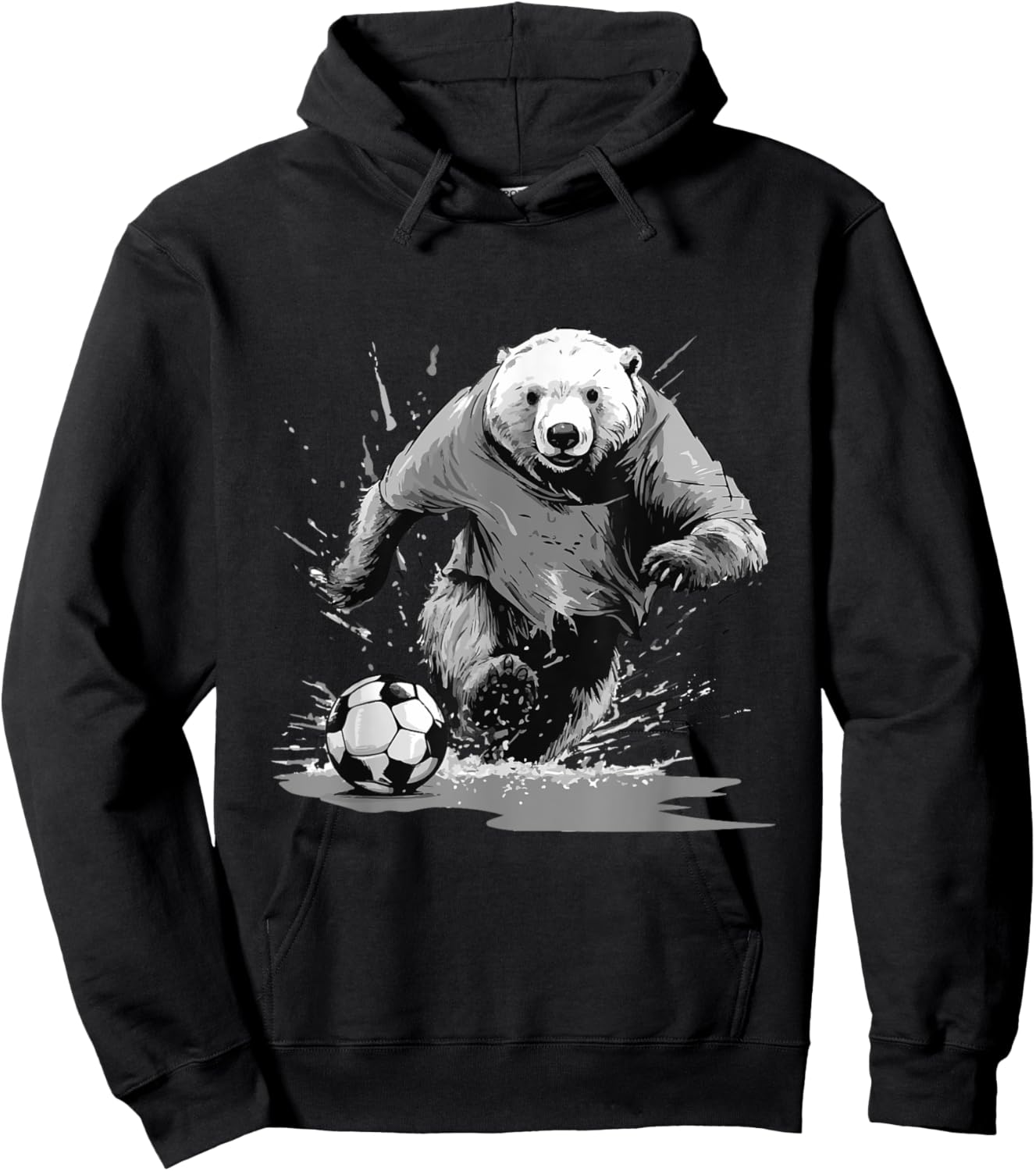 Polar Bear Playing Soccer Animal Hoodie - Hoodie | Black
