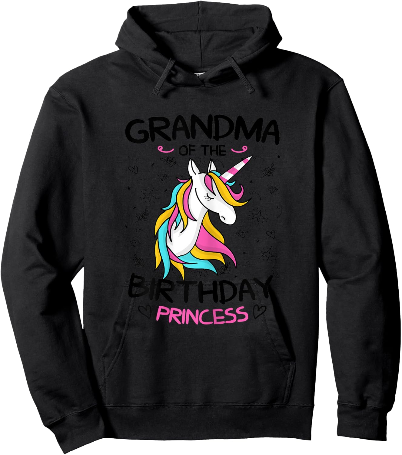 Grandma Of The Birthday Princess Shirt Unicorn Girl Hoodie - Hoodie | Black