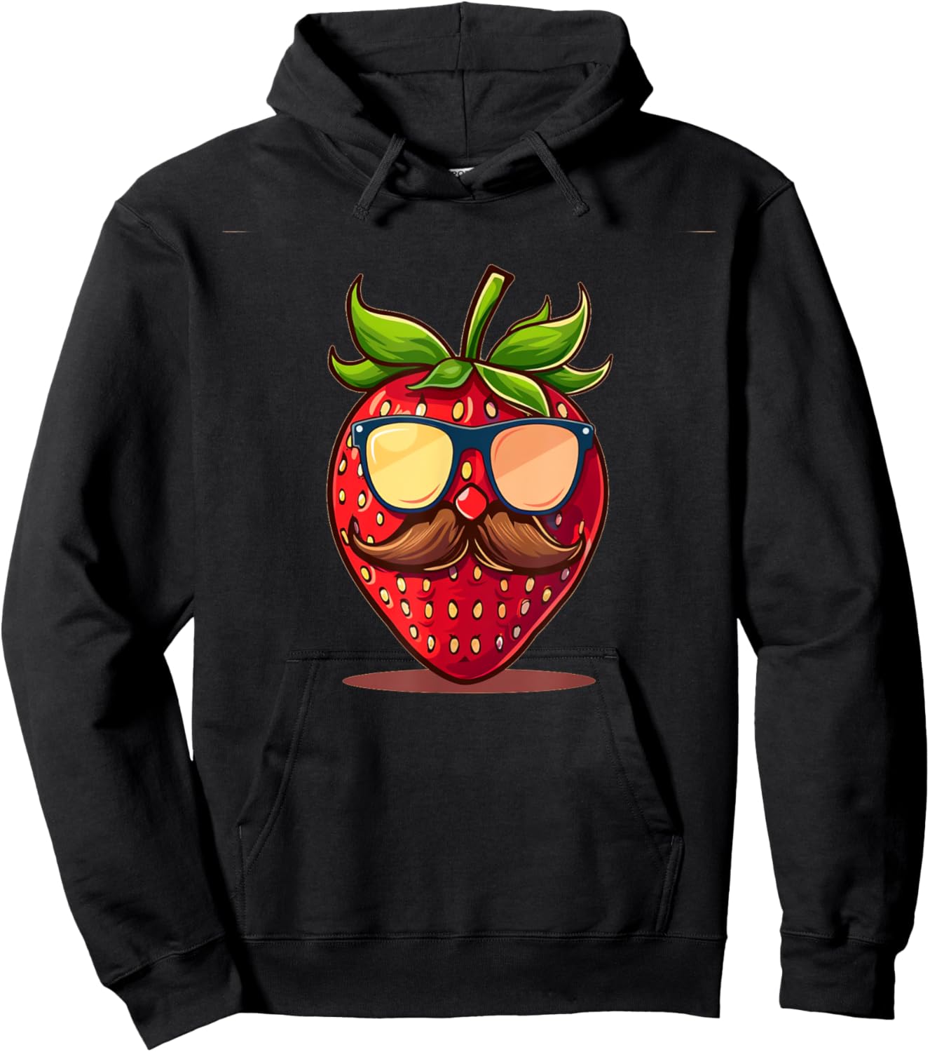 Strawberry with Sunglasses and Mustache for Fruits Fans Hoodie - Hoodie | Black