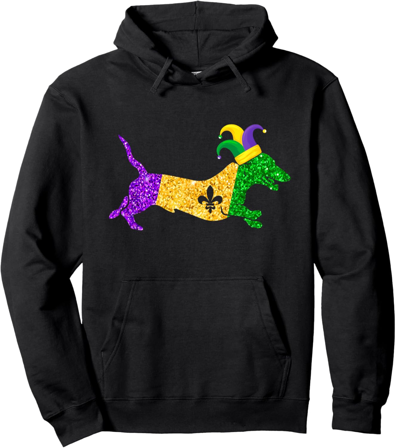 Funny Dachshund Dog Lover Cute Mardi Gras Carnival Women Hoodie - Hoodie | Black