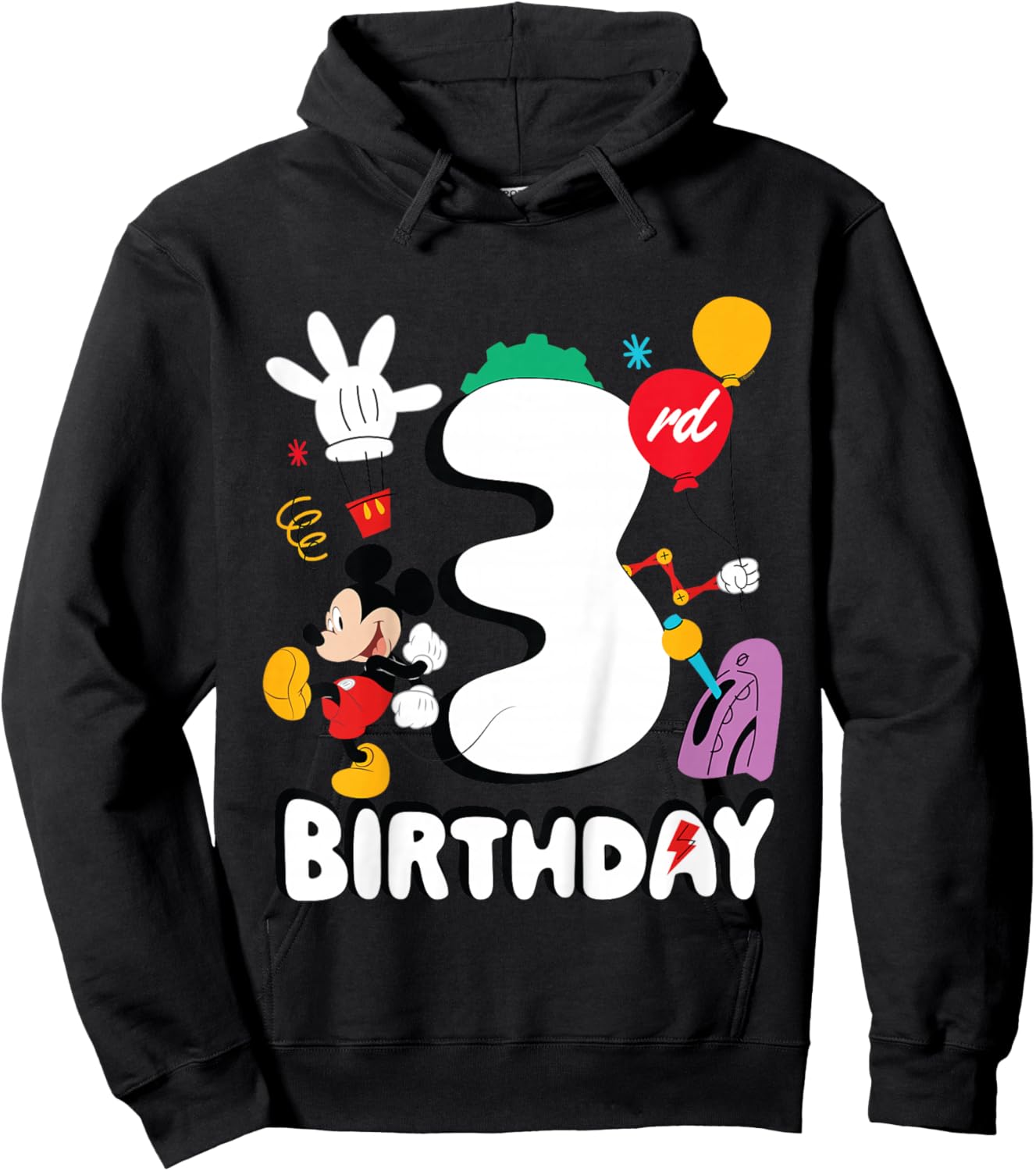 Disney Jr. Mickey Mouse Third 3rd Birthday Party Gift Hoodie - Hoodie | Black