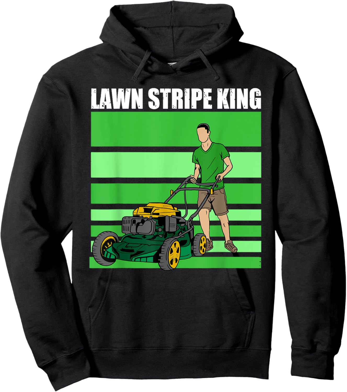 Lawn Stripe King Funny Lawn Mower Stripes Garden Lover Hoodie - Hoodie | Black