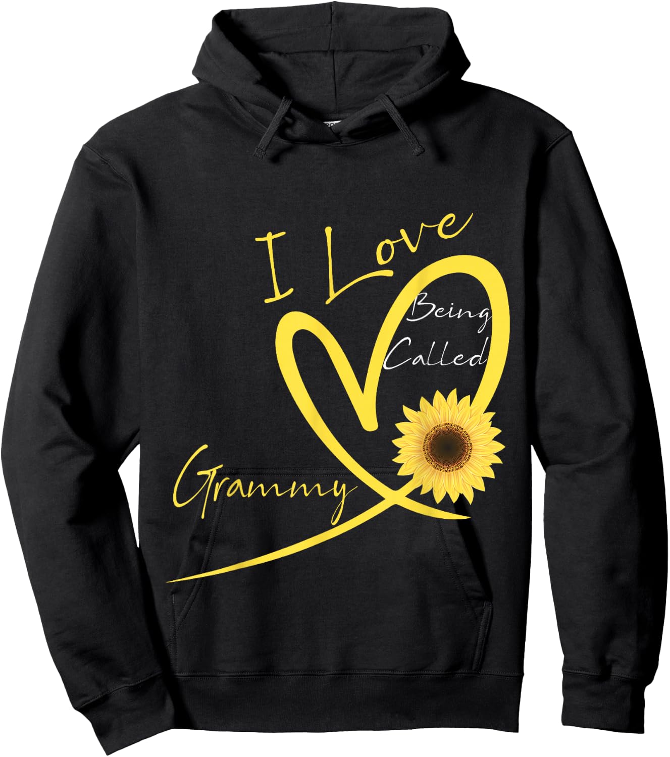 I Love Being Called Grammy Sunflower Heart Hoodie - Hoodie | Black