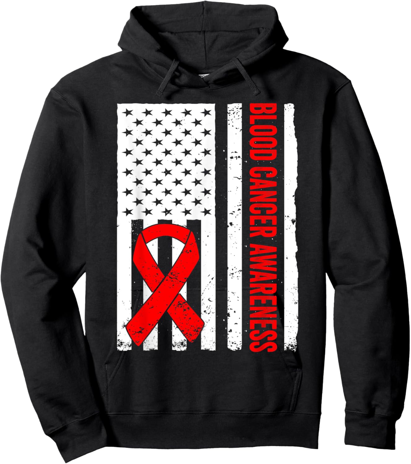 Blood Cancer US Flag Blood Cancer Awareness Hoodie - Hoodie | Black