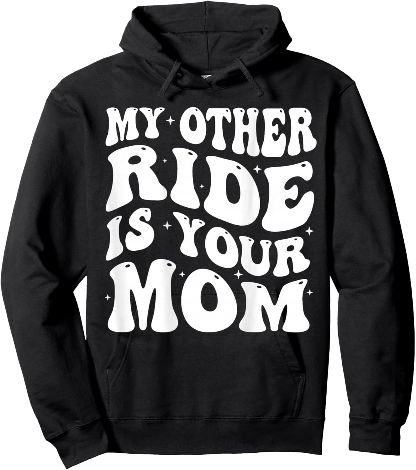 My Other Ride Is Your Mom Groovy Motorcycle Dad on back Hoodie - Hoodie | Black