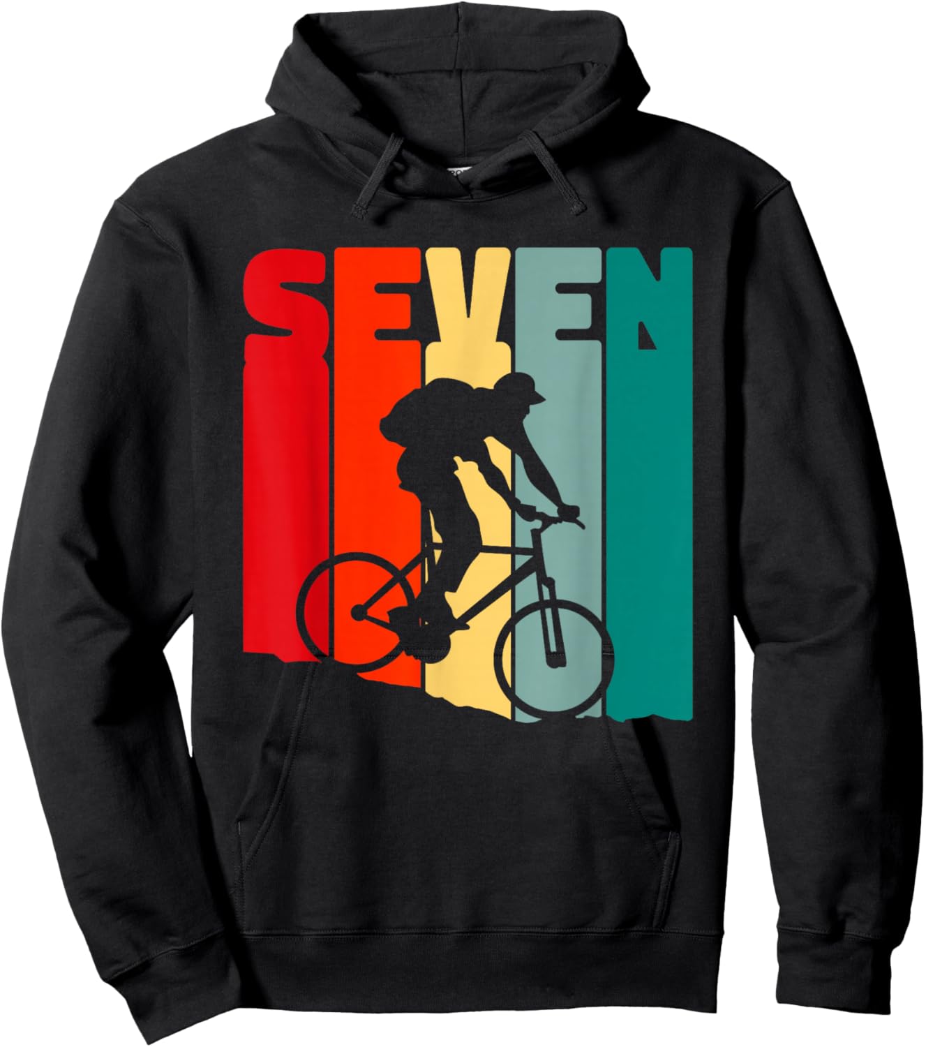 7th Years Mountain Bike Cyclist 7th Birthday Boys Bike Hoodie - Hoodie | Black