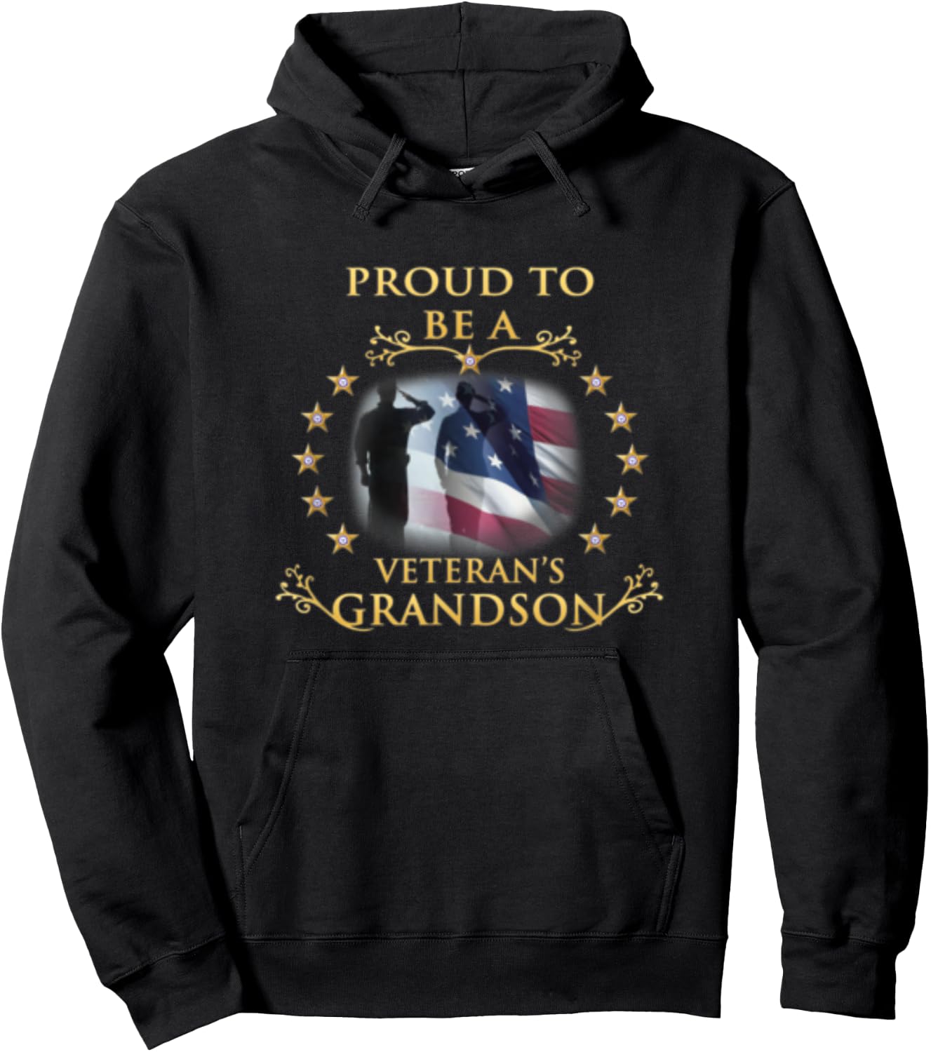 Proud Grandson of a Veteran Thank you Veterans Day Hoodie - Hoodie | Black