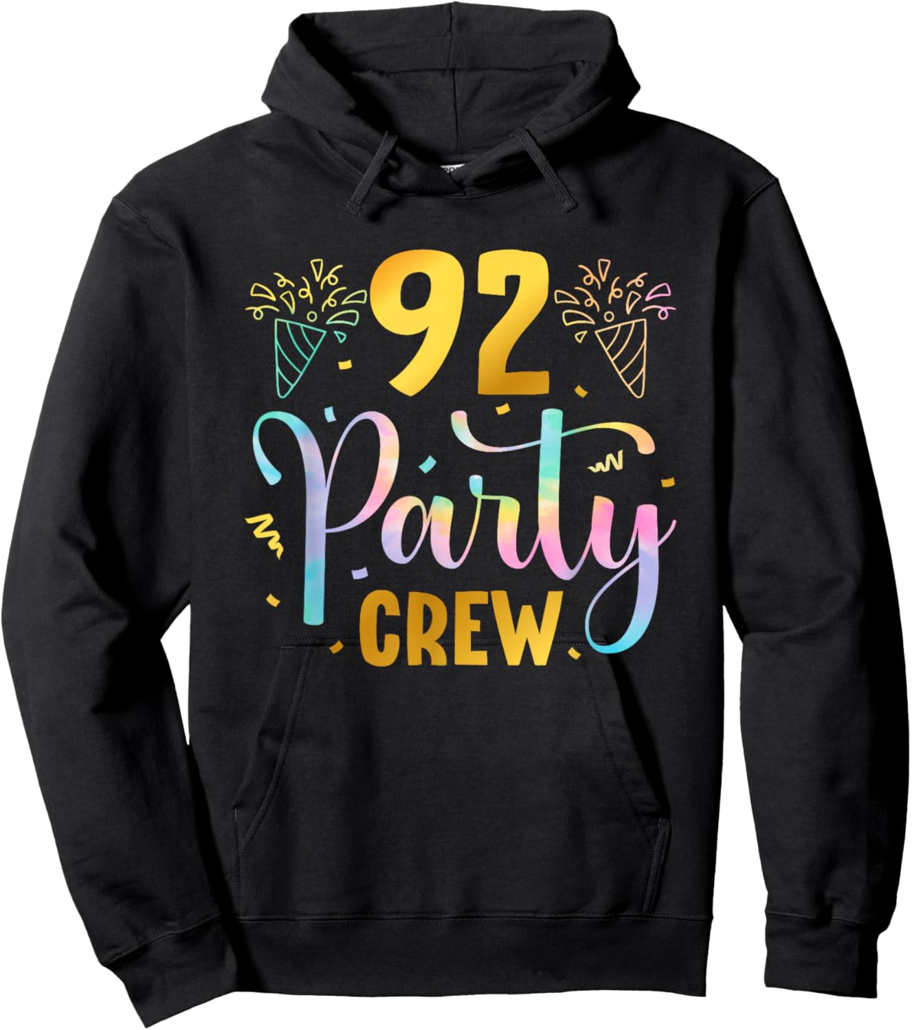 92 Party Crew 92nd Birthday Squad 92 Years Old Birthday Hoodie - Hoodie | Black