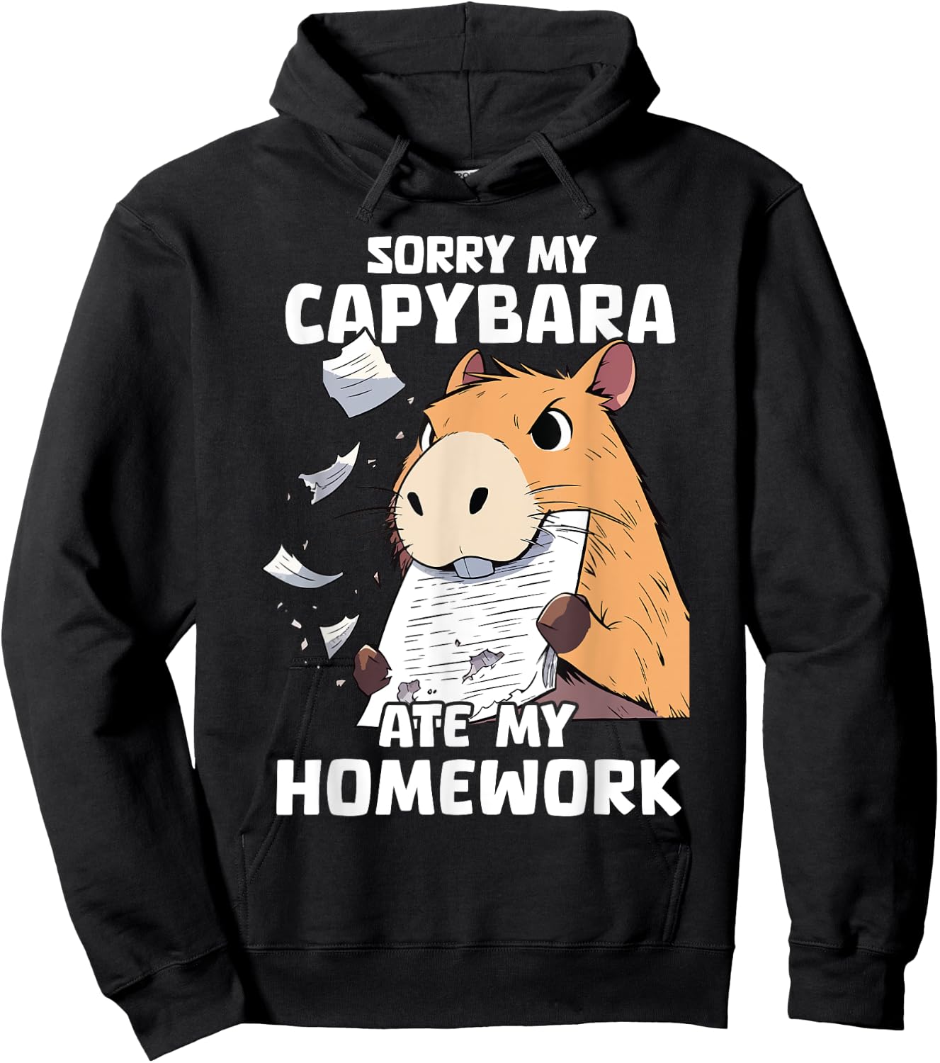 Sorry My Capybara Ate My Homework Funny Capybaras School Hoodie - Hoodie | Black