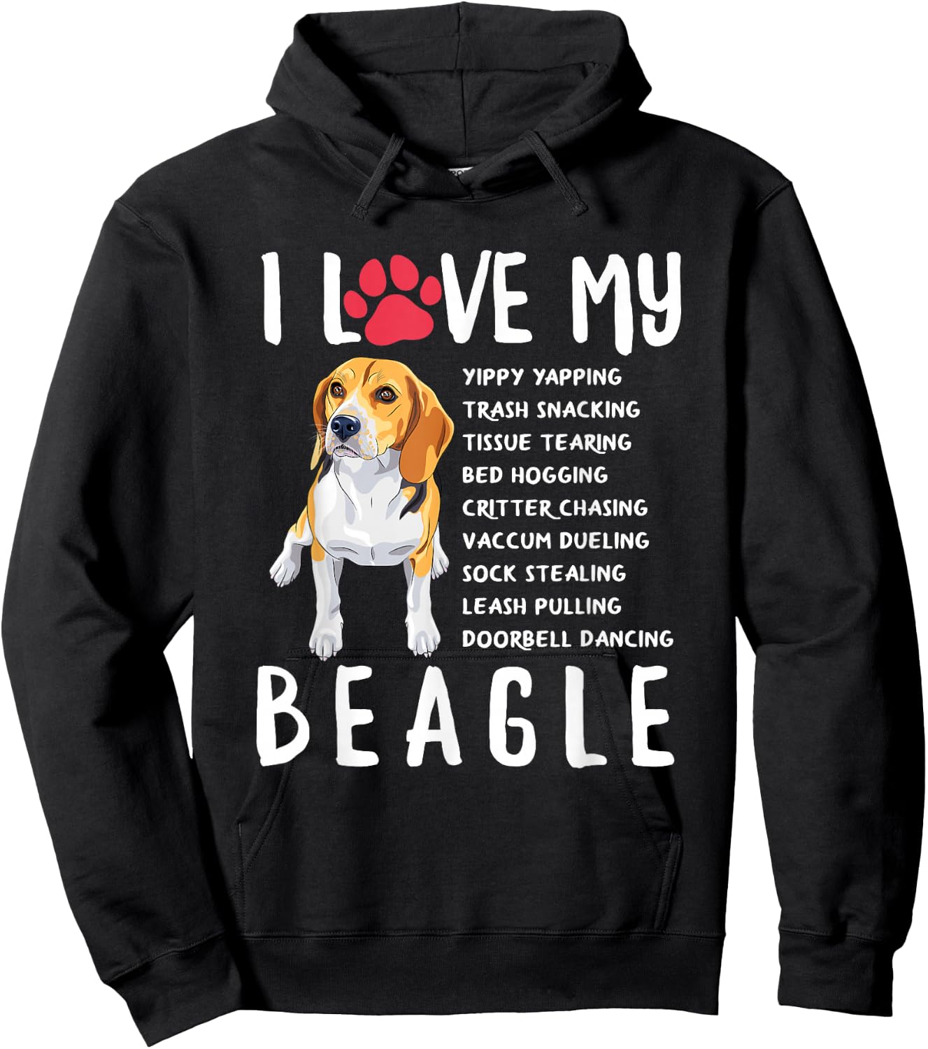 I Love My Beagle - Funny Beagle Lover Gift Hoodie - Hoodie | Black