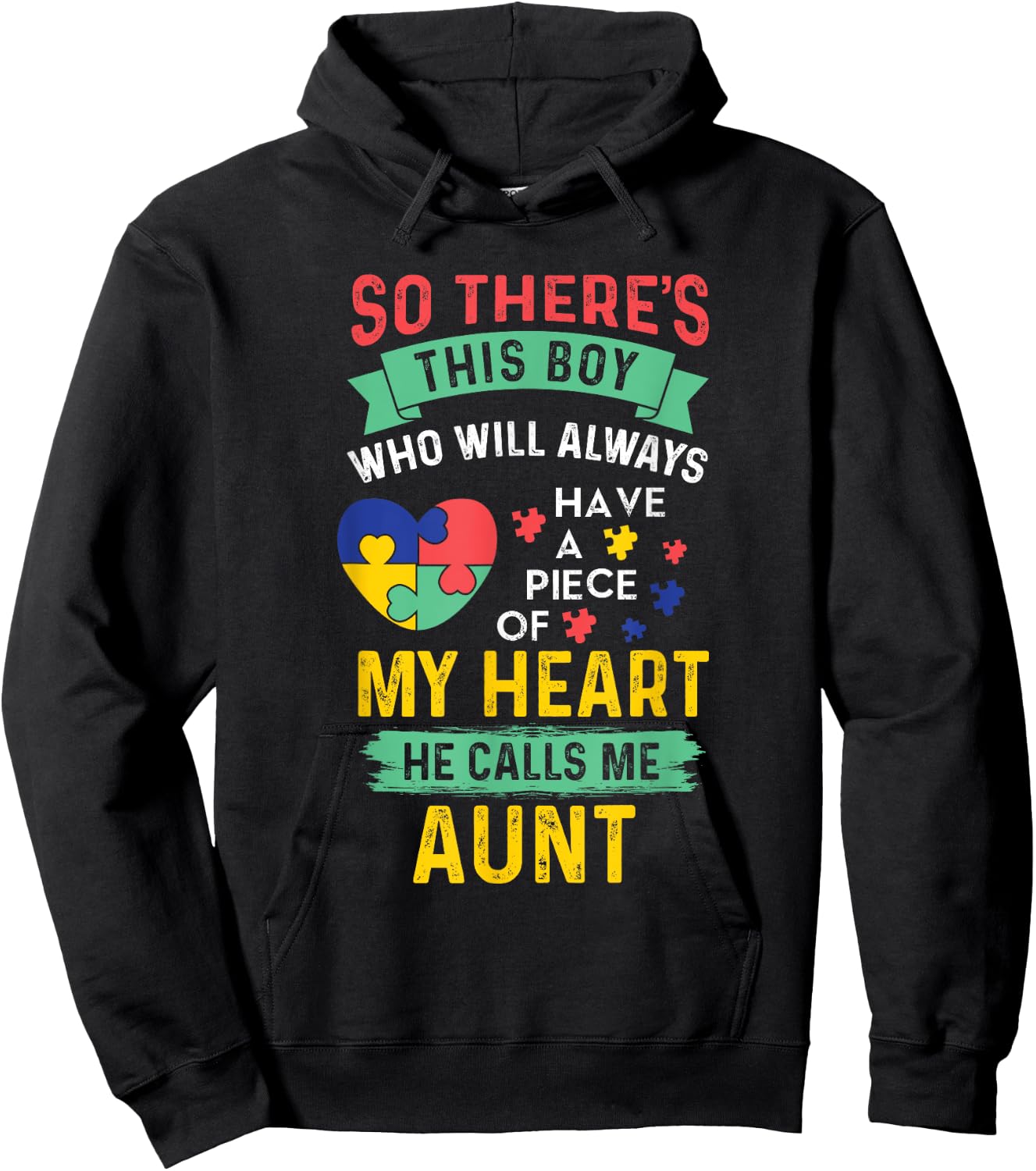 There's This Boy He Calls Me Aunt Autism Awareness Auntie Hoodie - Hoodie | Black