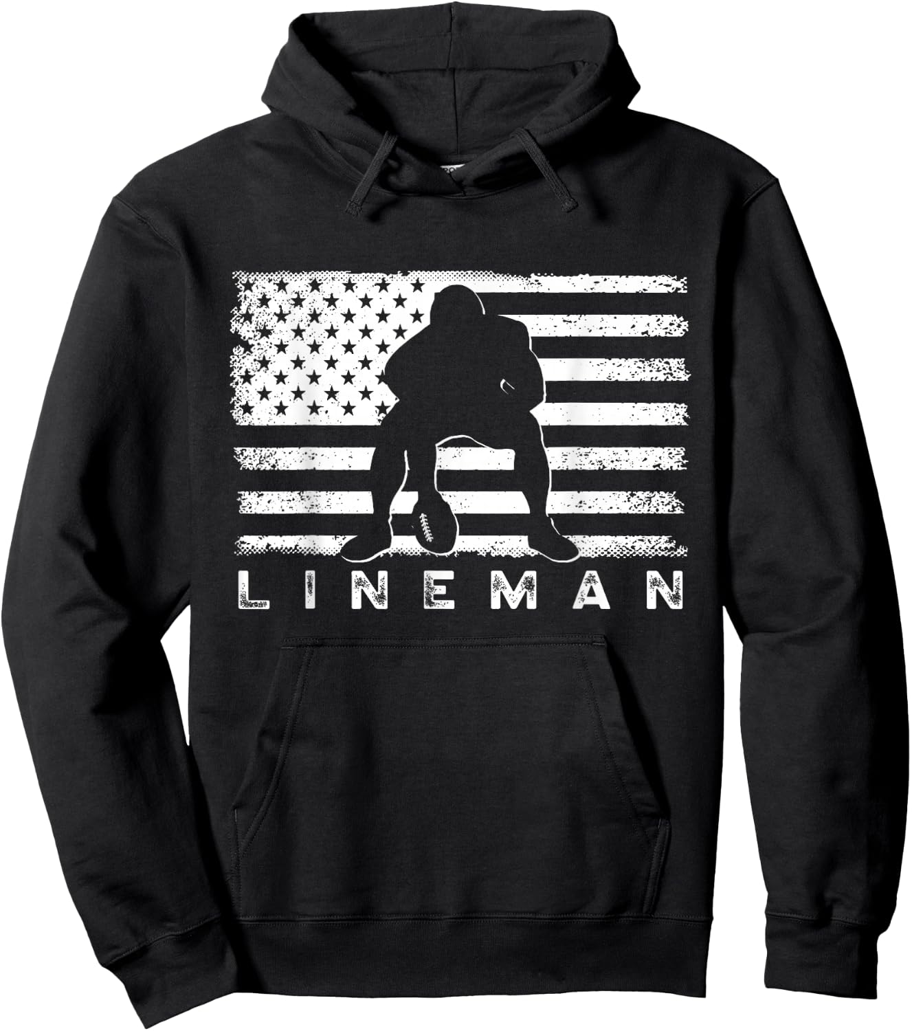 American Football Lineman Offensive Player USA Flag Football Hoodie - Hoodie | Black