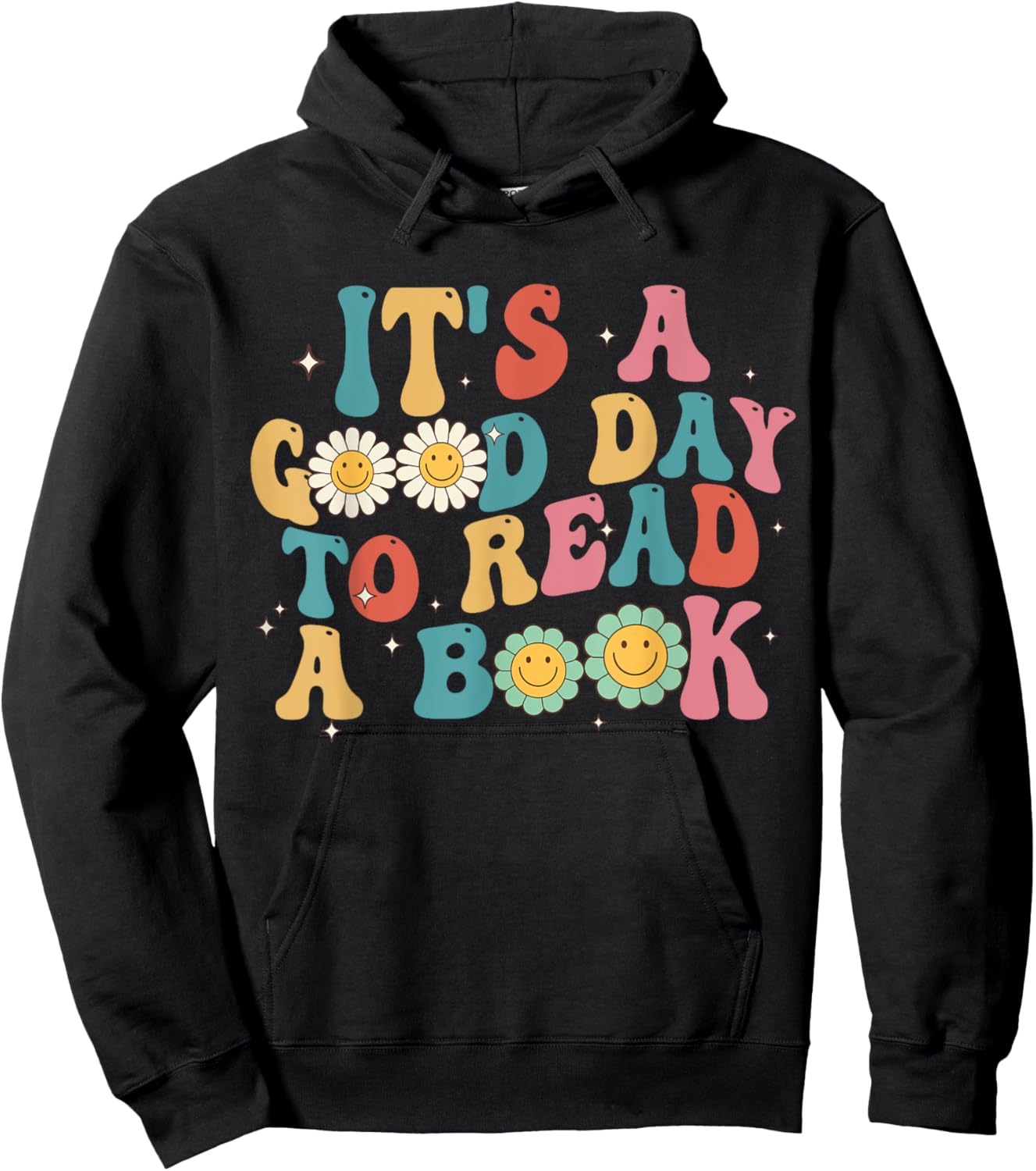 It's A Good Day To Read A Book Lovers Groovy Retro Hoodie - Hoodie | Black