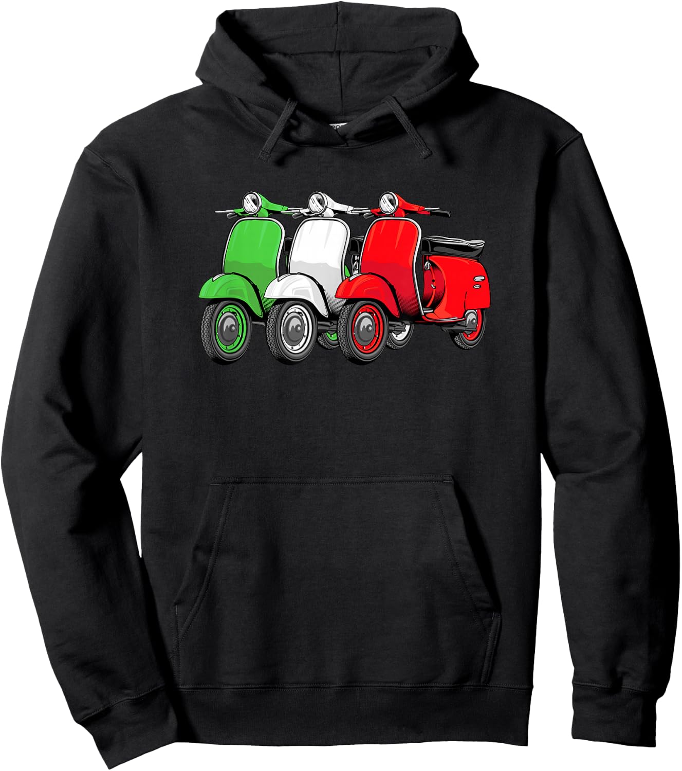 Scooter Bike Motorbike Scoot - Italy Flag Moped Scooter Hoodie - Hoodie | Black