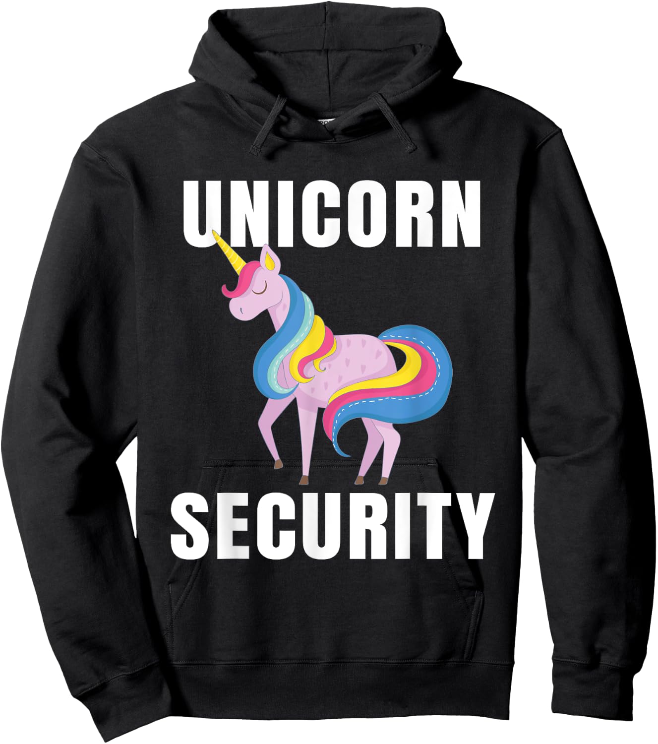 Funny Graphic Rainbow Unicorn Security Gift Design for Love Hoodie - Hoodie | Black