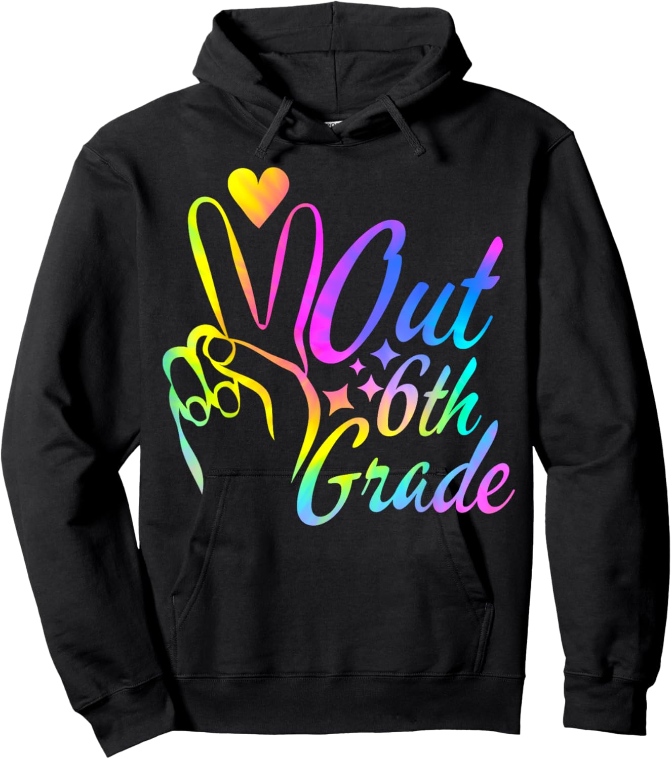 Peace Out 6th Grade Tie Dye Graduation Last Day Of School Hoodie - Hoodie | Black