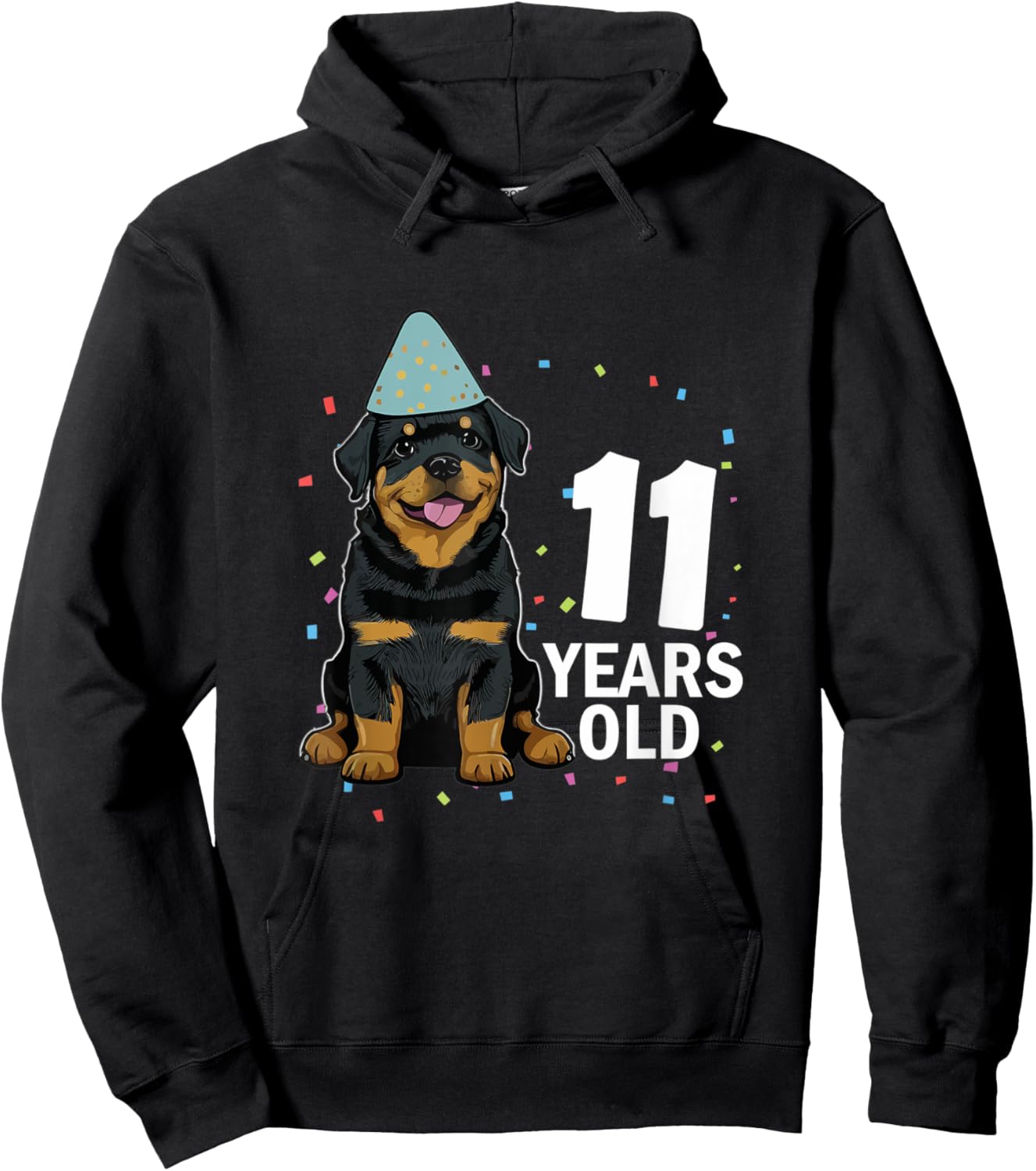 11 Years Old Birthday Rottweiler Dog Lover 11th Party Kid Hoodie - Hoodie | Black