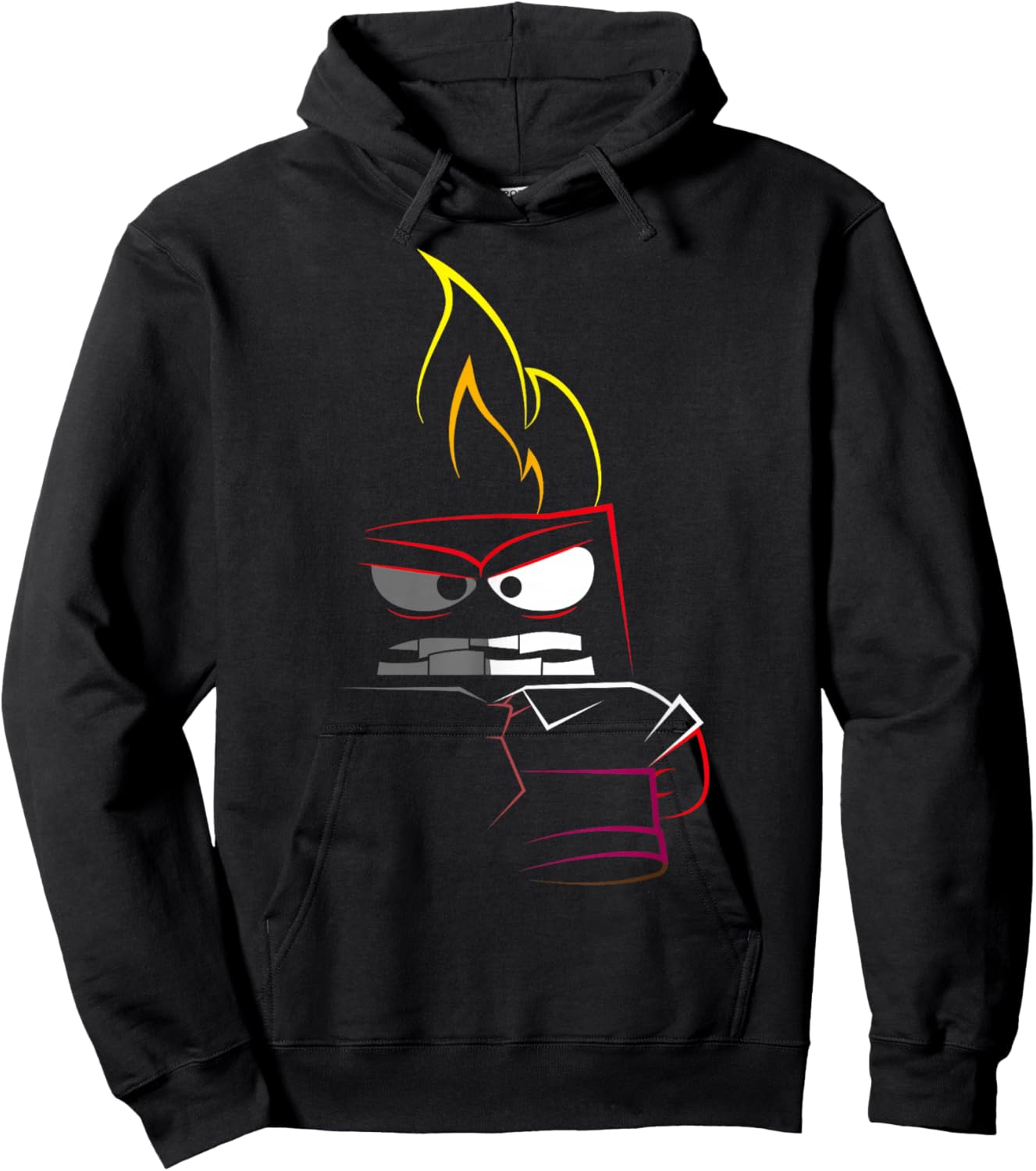Disney Pixar Inside Out Fired Up Anger Outline Faded Hoodie - Hoodie | Black