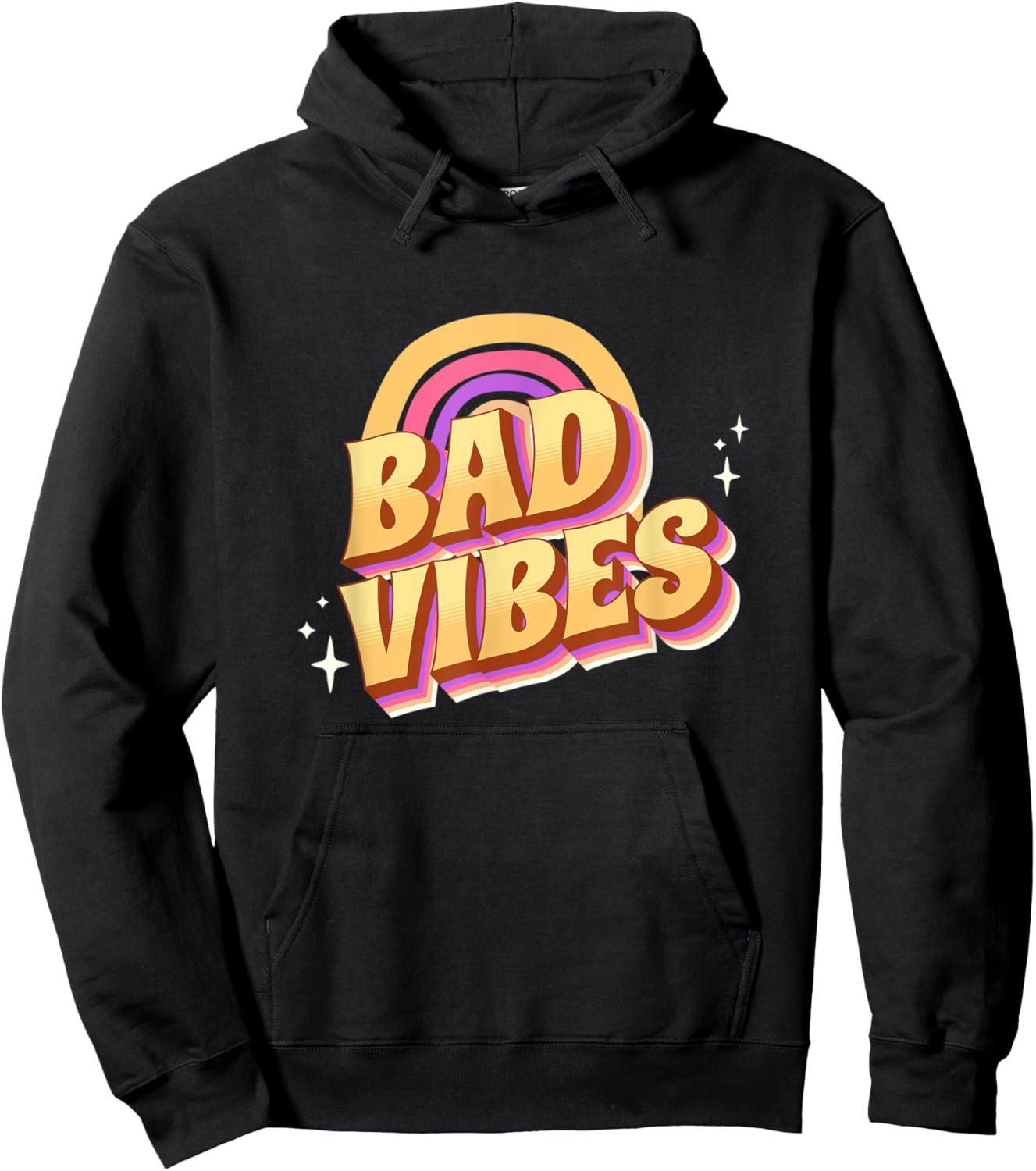Bad Vibes Groovy Retro Vintage Funny Sarcastic Hoodie - Hoodie | Black