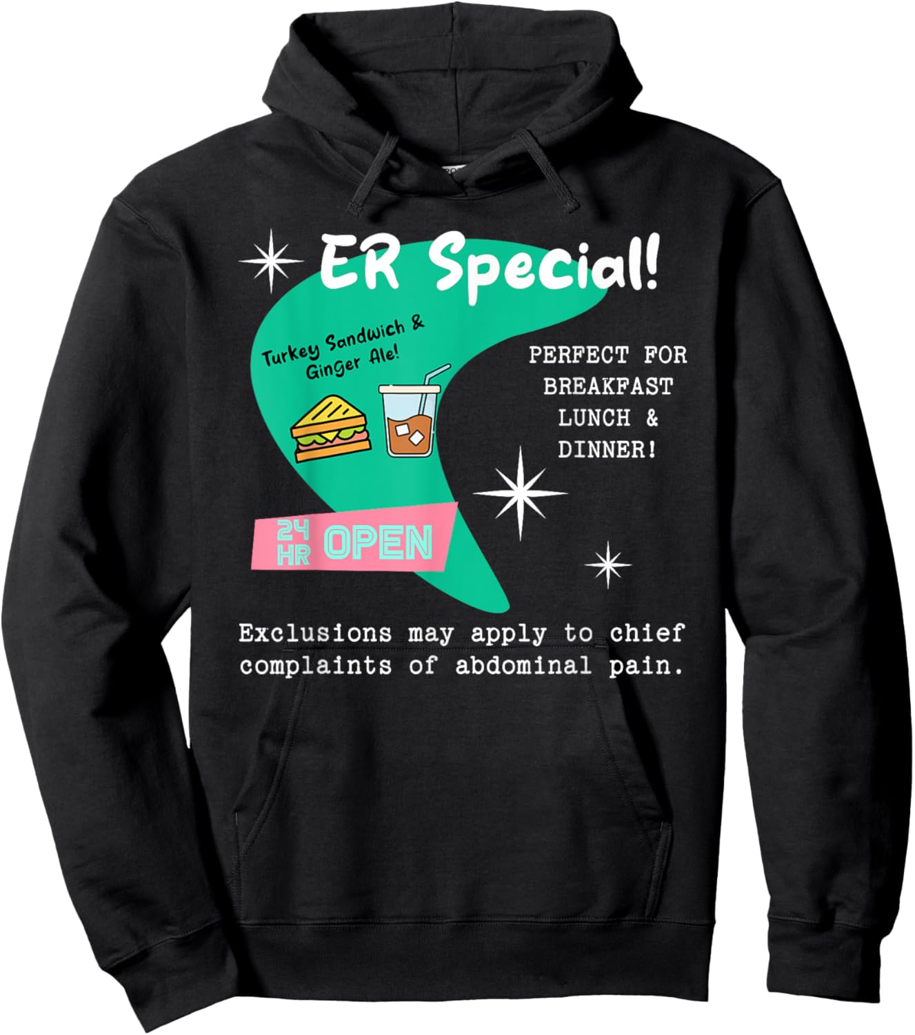 Emergency Room Diner Nursing ER Special Nurse 24 Hr Open Hoodie - Hoodie | Black