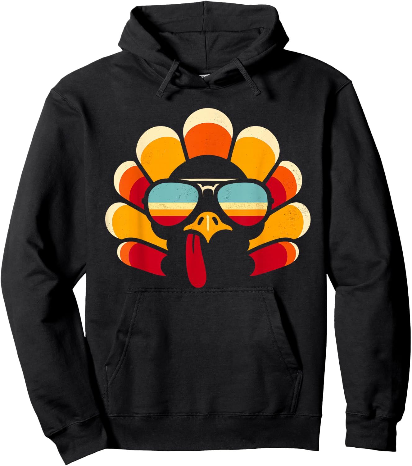 Thanksgiving Turkey Face, Men Women Boys, Funny Thanksgiving Hoodie - Hoodie | Black