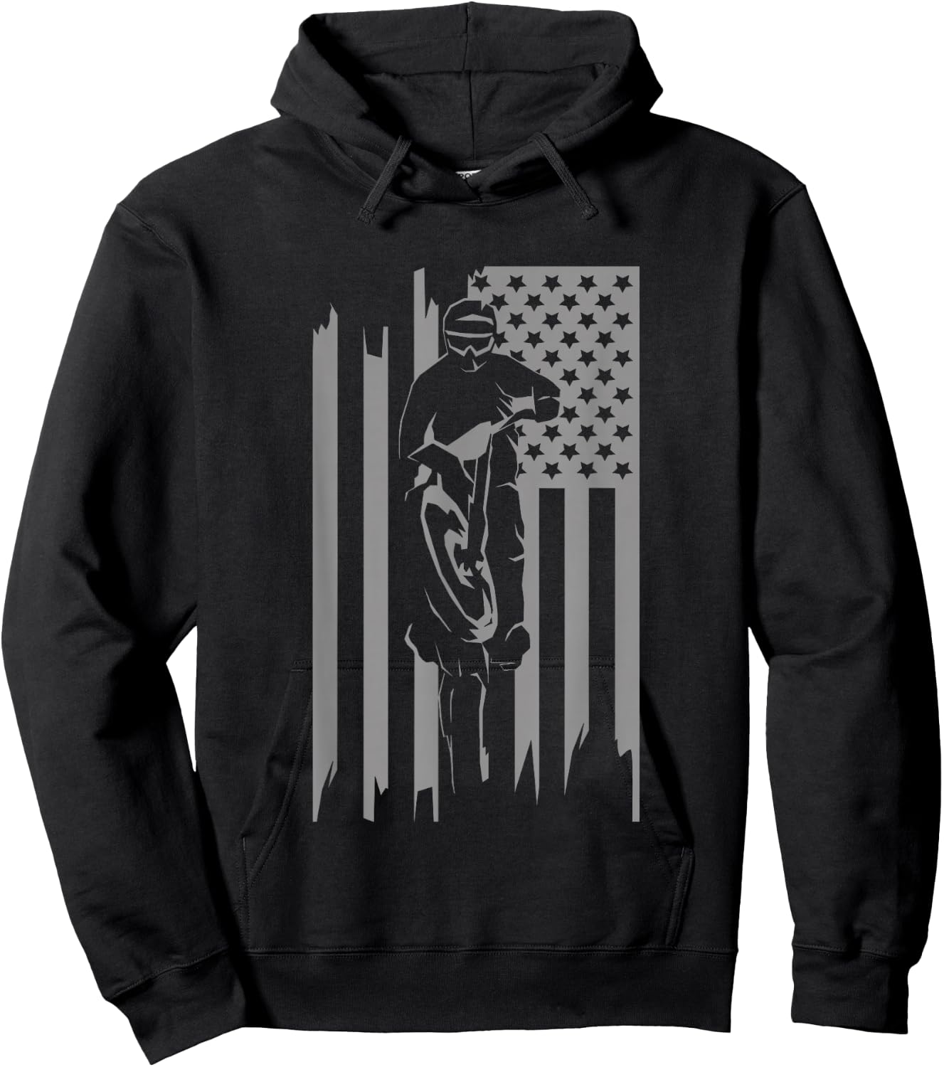 American Flag Motocross Apparel - Motocross Dirt Bike Hoodie - Hoodie | Black