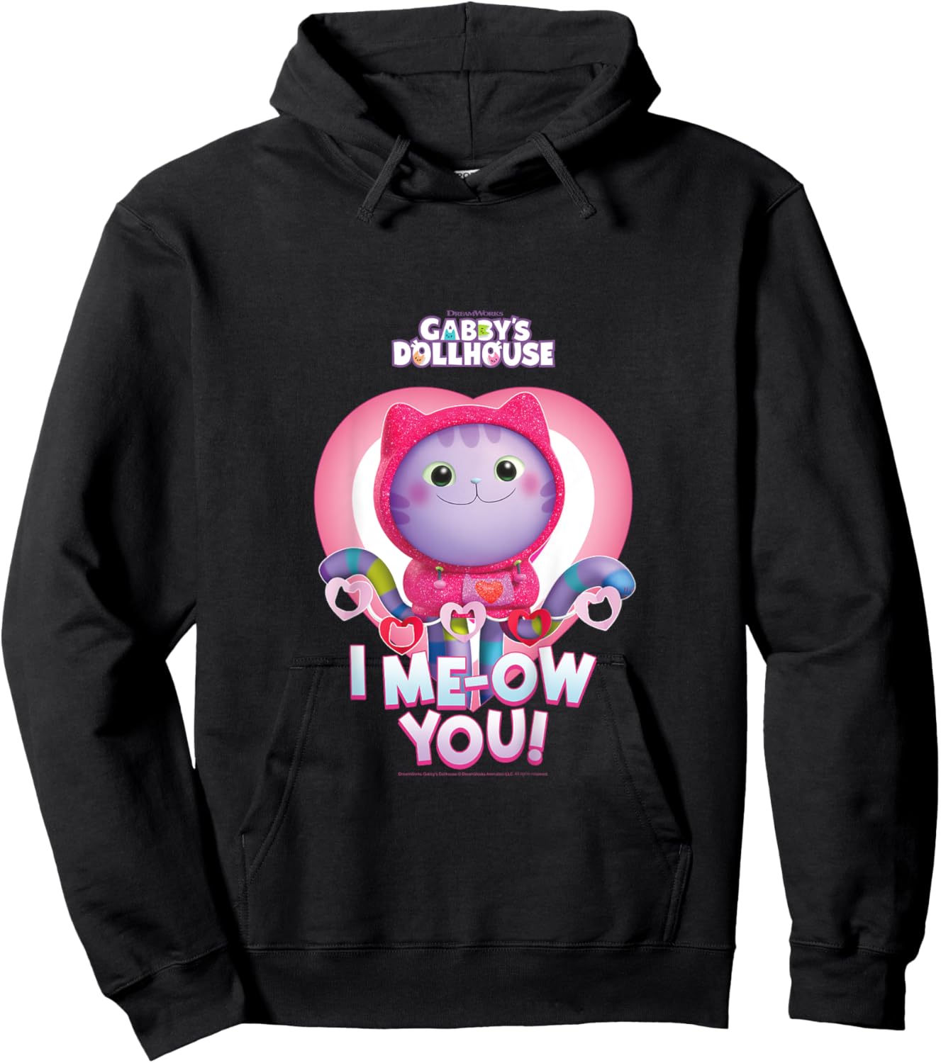 Kids DreamWorks Gabby's Dollhouse Valentine's I Me-Ow You! Hoodie - Hoodie | Black