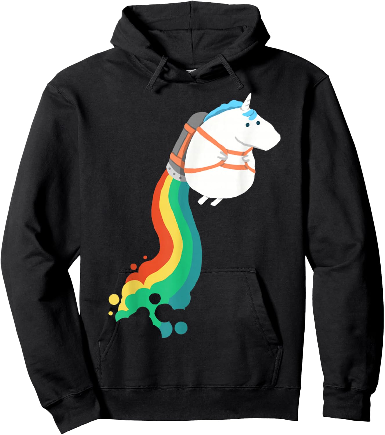 Chubby Unicorn Rainbow Jetpack Hoodie - Hoodie | Black