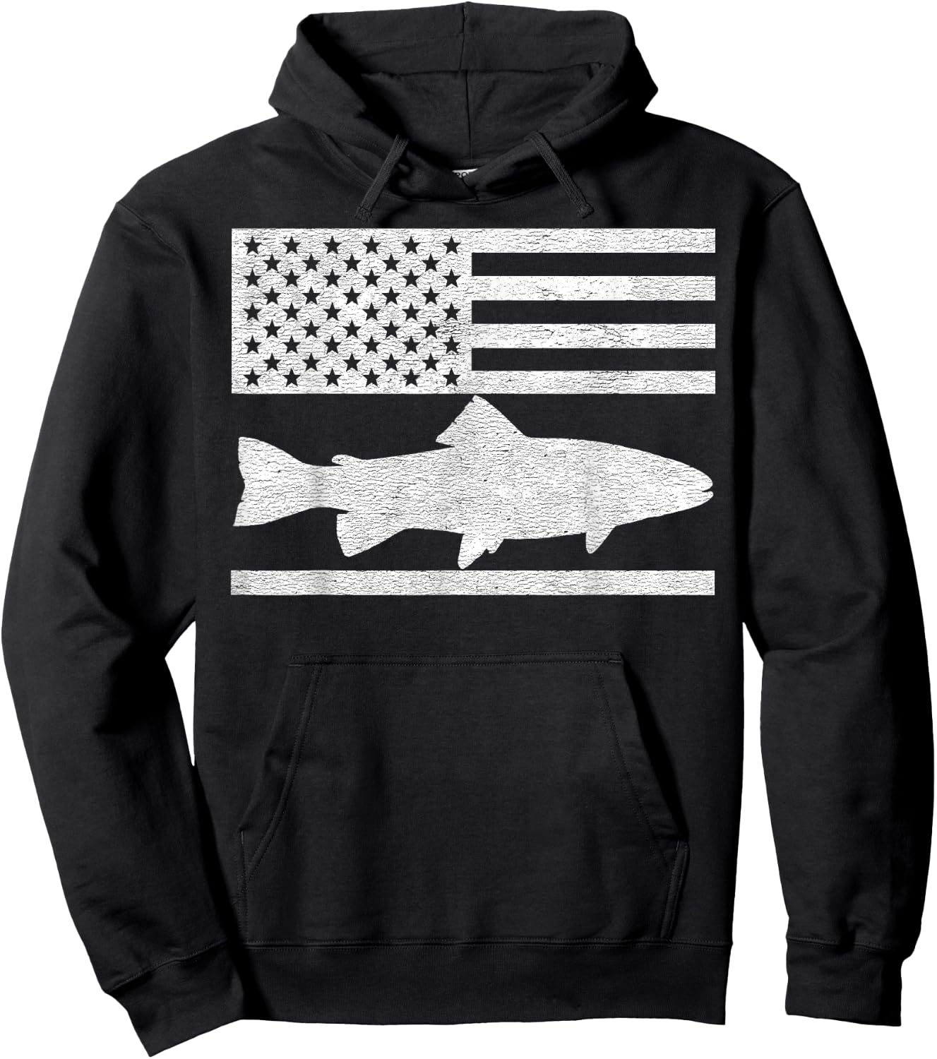 Steelhead Fishing - American Flag Trout Fisherman Gift Hoodie - Hoodie | Black