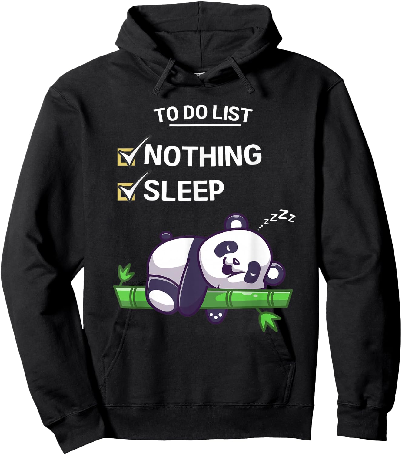 Cute Kawaii Panda To Do List Nothing Sleeping Tired Panda Hoodie - Hoodie | Black