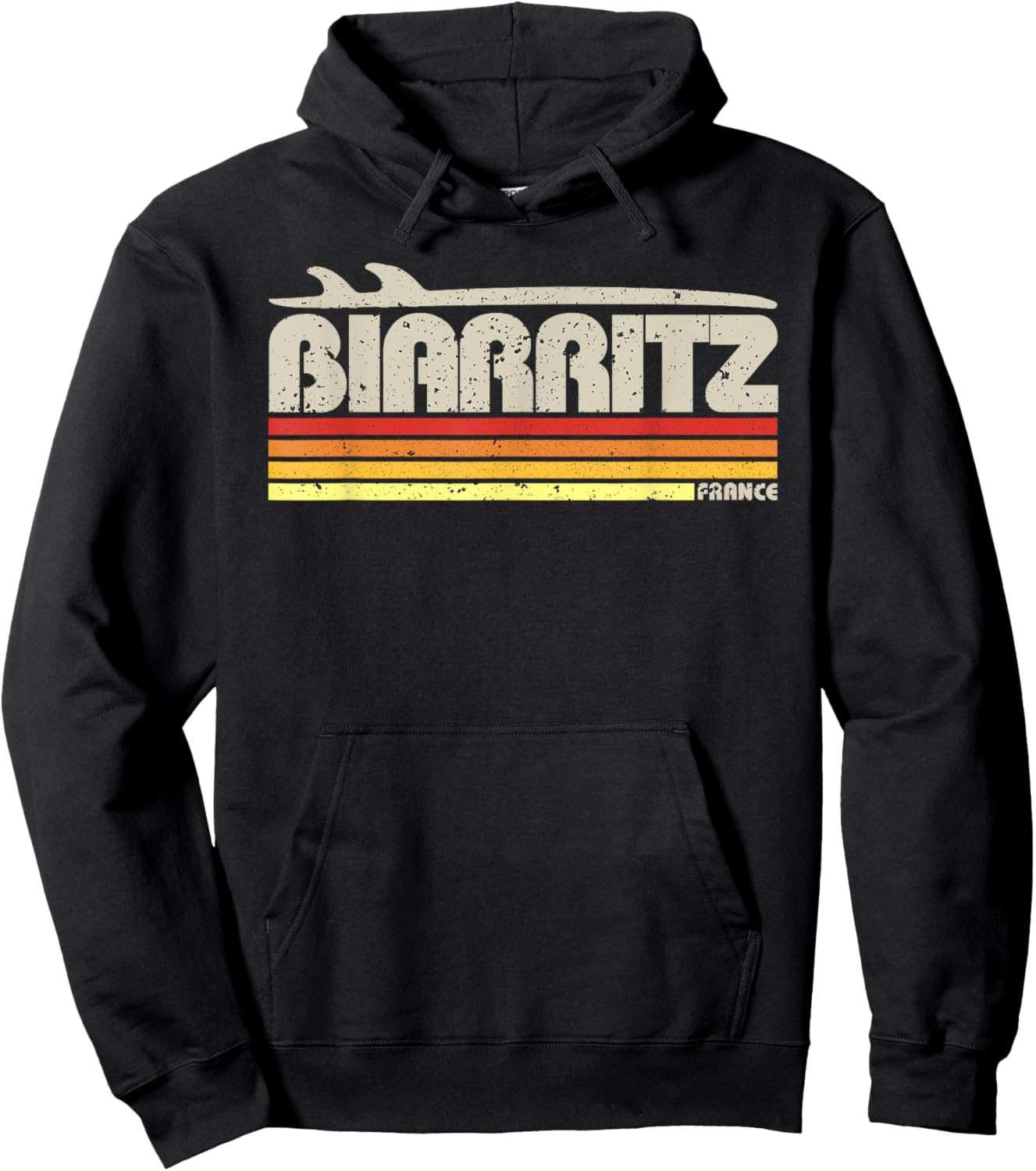 Biarritz France - Retro Surf Paradise Hoodie - Hoodie | Black