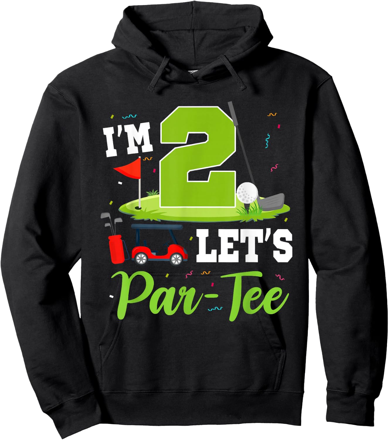 I'm 2 Let's Par- Birthday Golf Theme 2nd Party Hoodie - Hoodie | Black