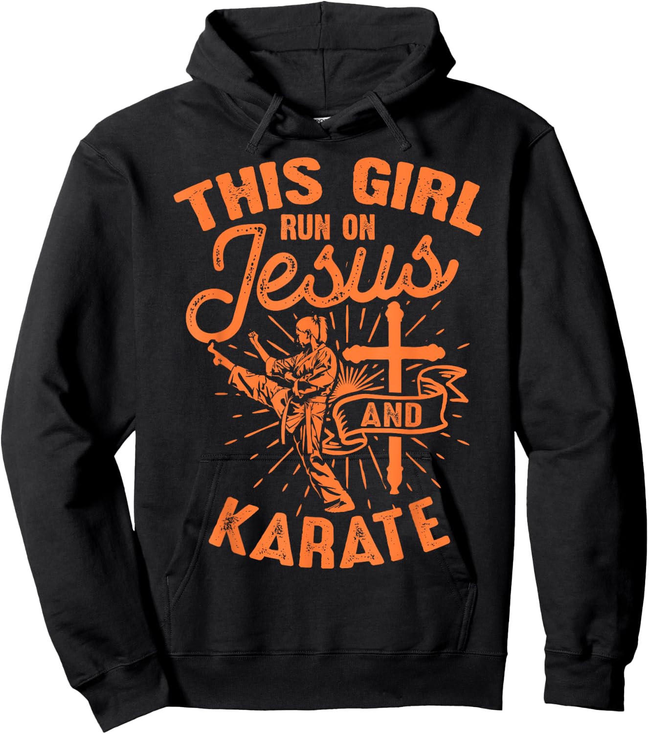 Funny Jesus Karate Gift Girl Christian Martial Art Lover Hoodie - Hoodie | Black