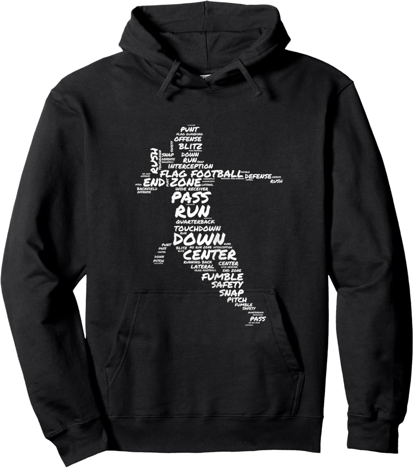 Girls Flag Football Player Word Art Typography Hoodie - Hoodie | Black