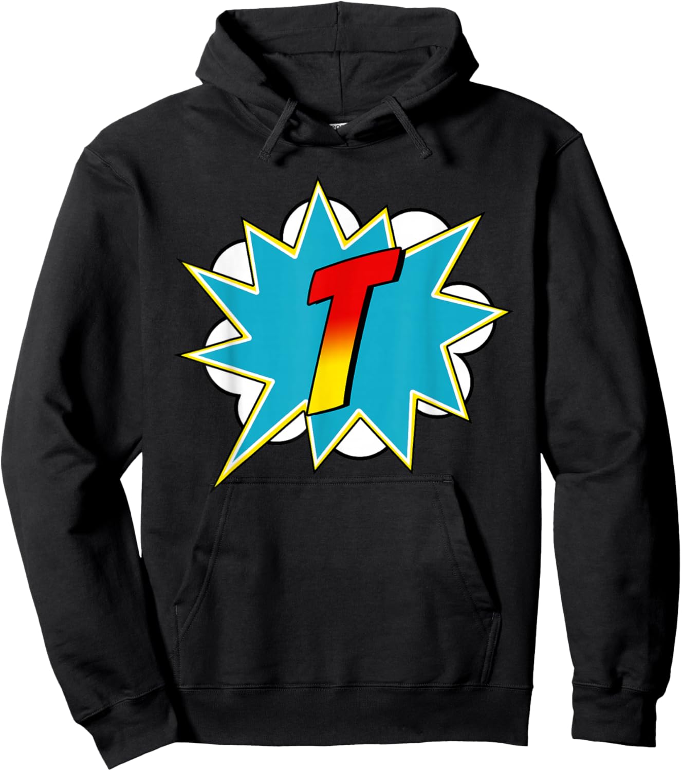 Letter Superhero Name Comic Costume : Black, Small, Retro, Superhero, Cartoon, -Adults & Kids, Short Sleeve, , Retro-Superhero Hoodie - Hoodie | Black