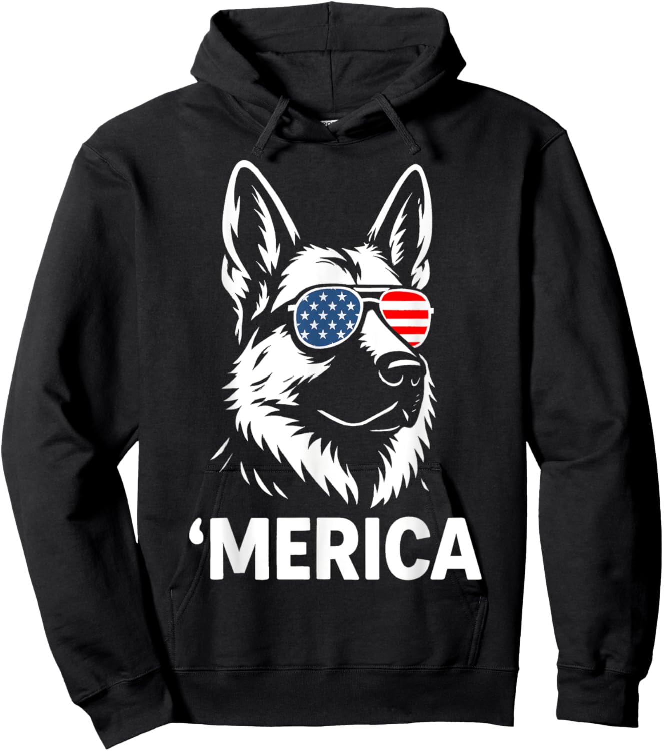 German Shepherd 4th of July Merica Men Women Kids Patriotic Hoodie - Hoodie | Black