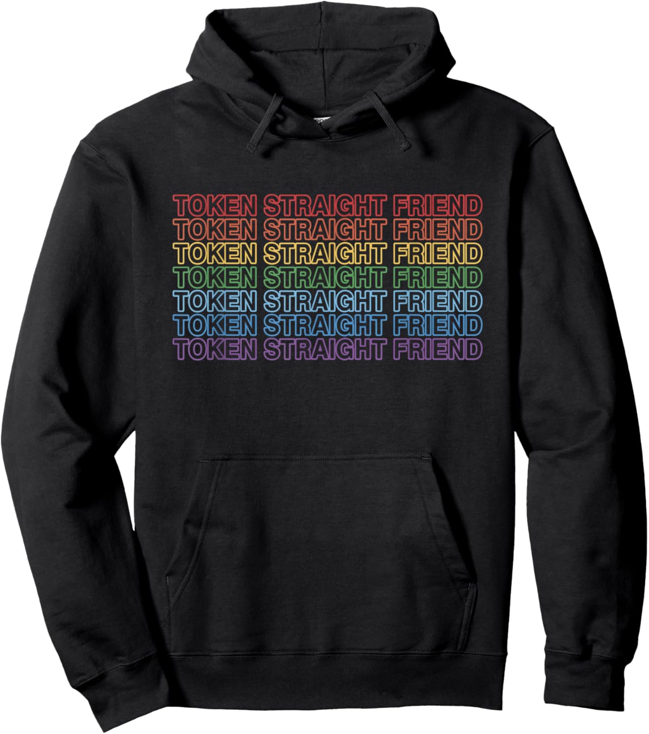 Token Straight Friend Funny Slang Queer Ally Gay Pride Stuff Hoodie - Hoodie | Black